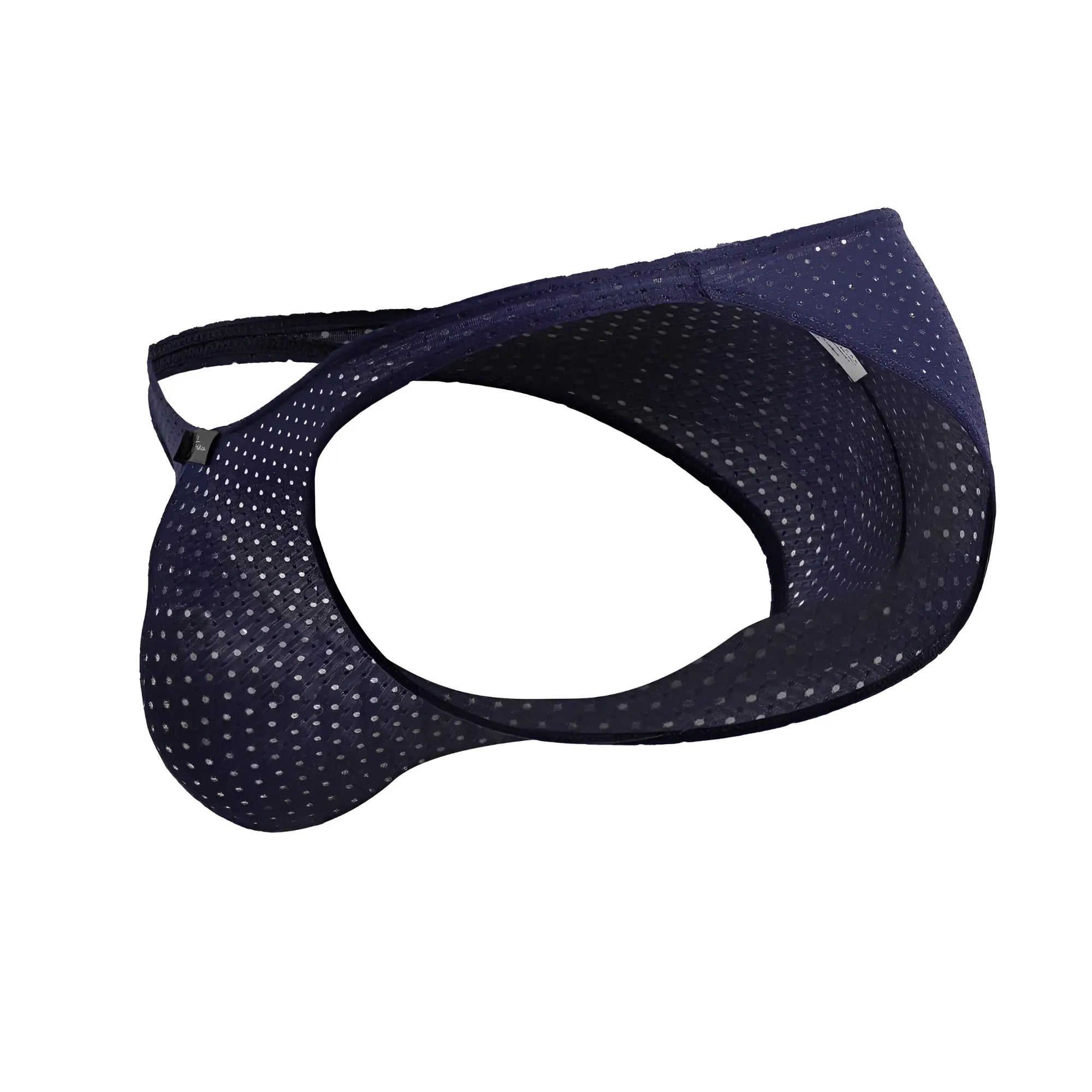 Navy blue microfiber bikini briefs with white polka dots and black elastic waistband xtremen 91215b