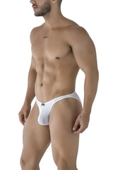 White xtremen 91215b microfiber bikini briefs with a subtle mesh pattern and breathable fabric