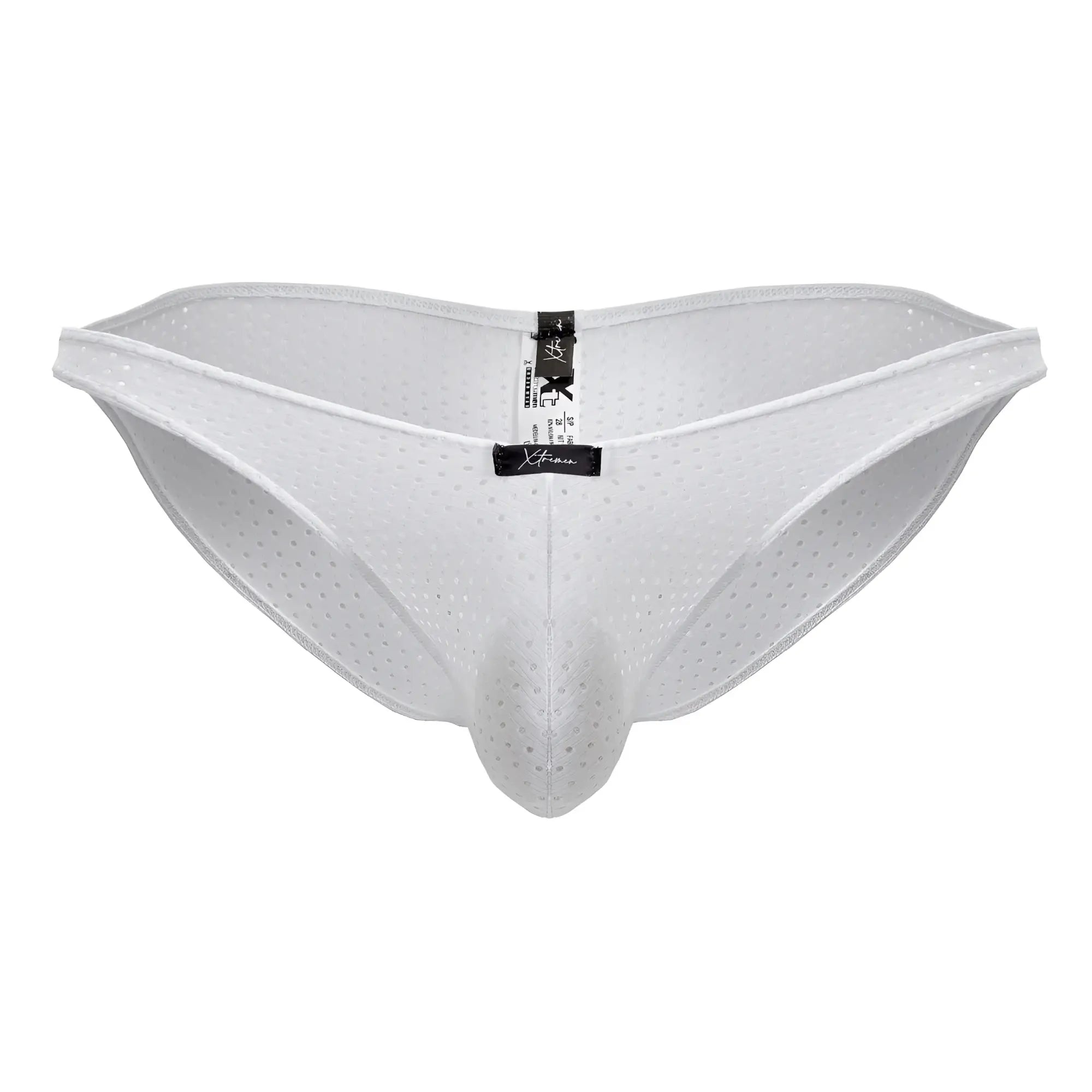 White perforated mesh microfiber bikini underwear for men with supportive contoured design xtremen 91215b