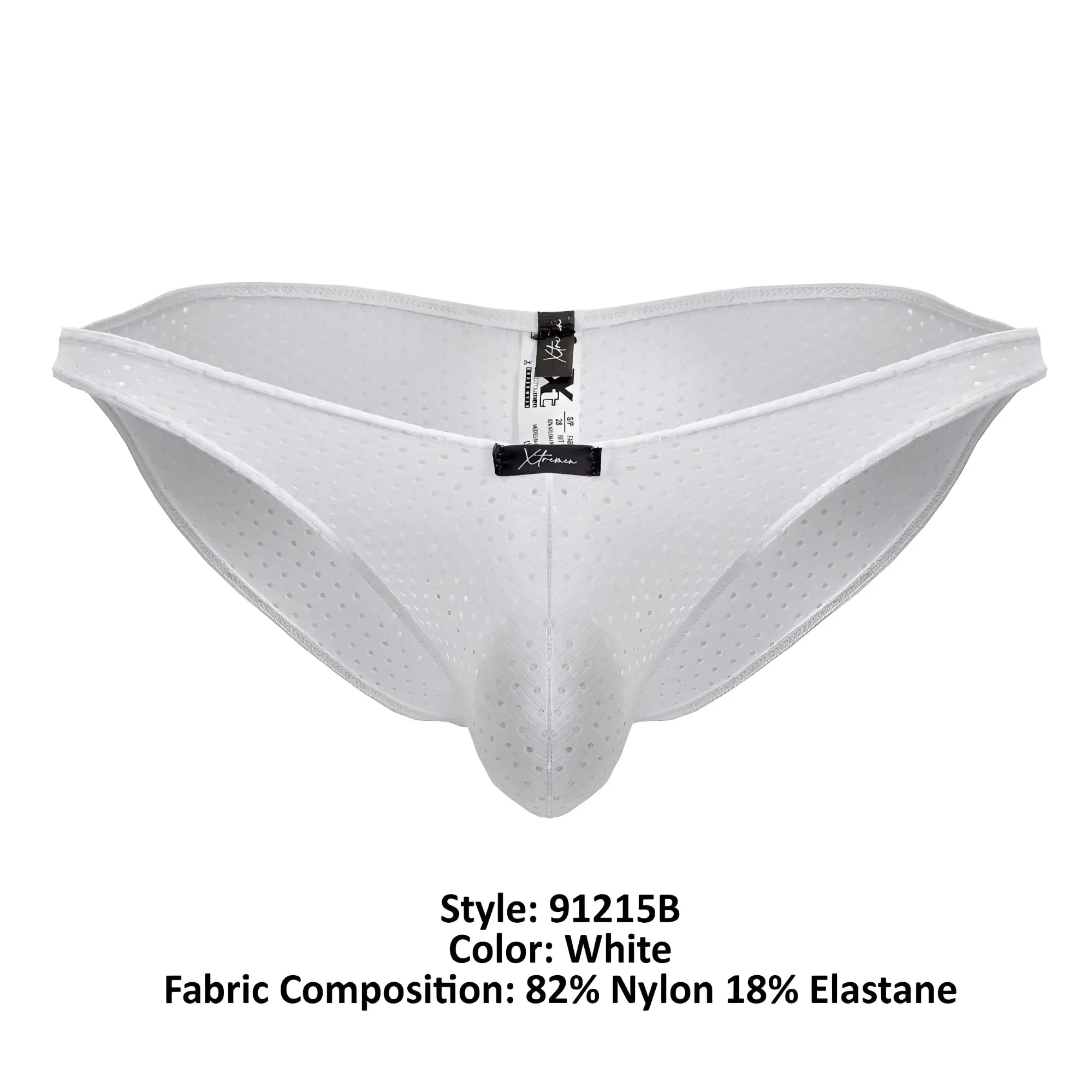 Xtremen 91215B white microfiber bikini briefs with perforated nylon elastane and a supportive contoured design