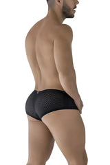 Black xtremen 91216b microfiber trunks with subtle perforated mesh briefs design