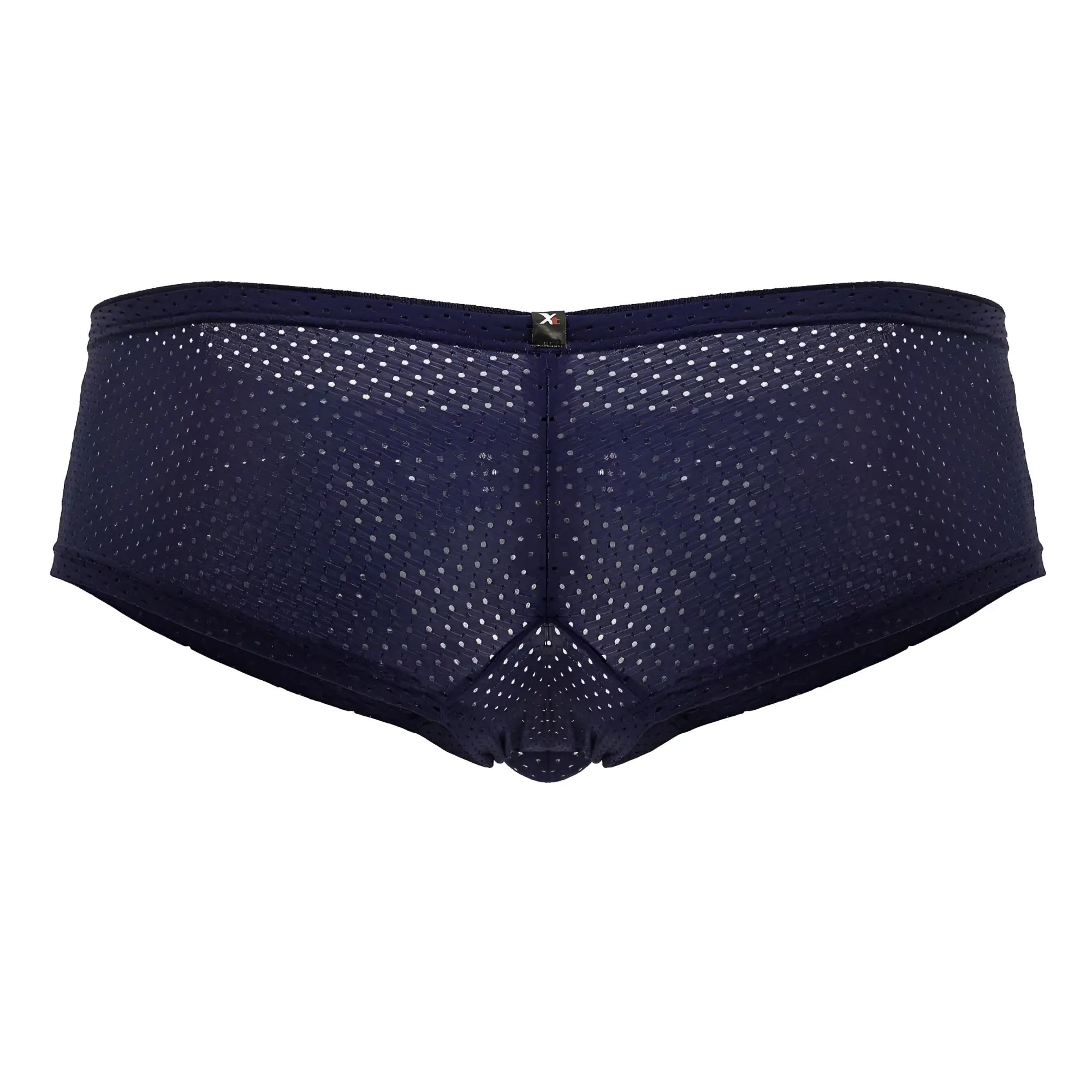 Dark navy blue xtremen 91216b microfiber mesh briefs with subtle perforated pattern and metallic emblem on back