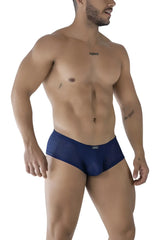 Navy blue Xtremen 91216B microfiber trunks with mesh fabric subtle pattern and small brand tag on waistband