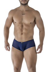 Navy blue perforated mesh men’s briefs xtremen 91216b microfiber trunks featuring breathable dark blue fabric