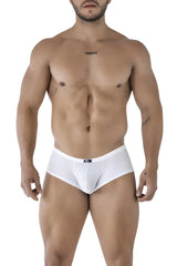 Xtremen 91216B microfiber white mesh briefs with subtle perforated pattern and black brand tag at waistband