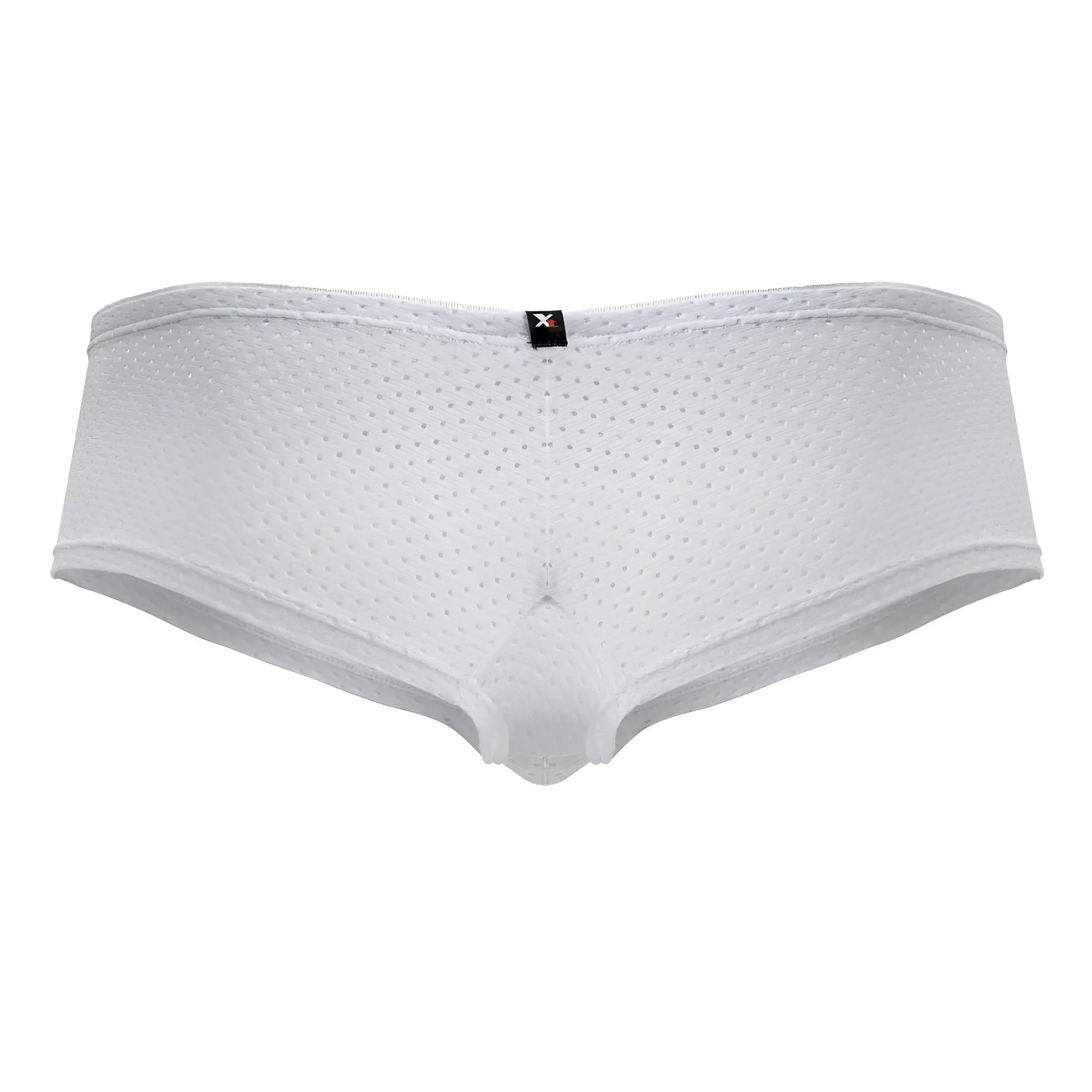 White xtremen 91216b microfiber trunks with subtle perforated mesh texture and small black brand tag at waistband