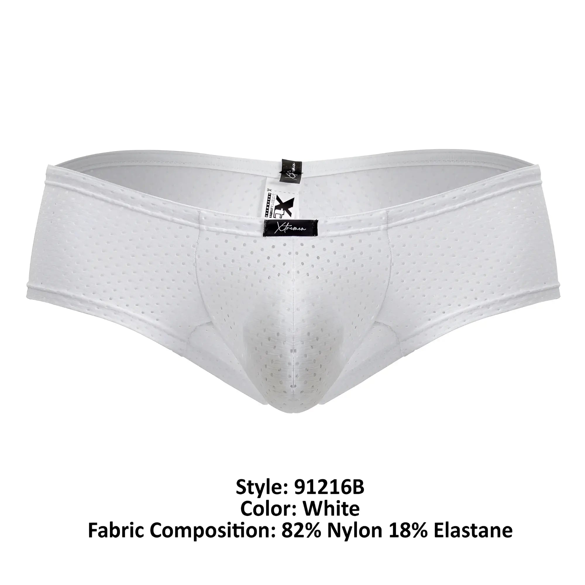 White perforated xtremen 91216b microfiber trunks briefs made of nylon and elastane with a branded tag
