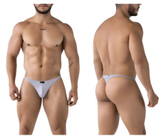 Light gray Xtremen 91217 microfiber thong with seamless design and subtle brand logo on the front