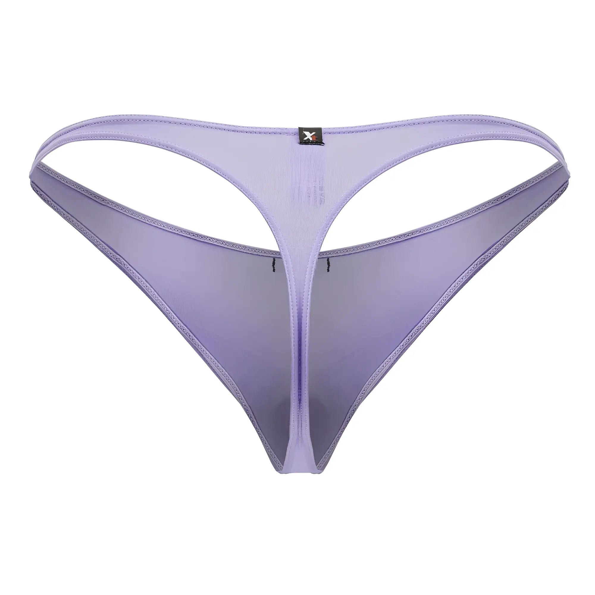 Lavender xtremen 91217 microfiber thong with sheer mesh and thin design showing back with small black brand tag