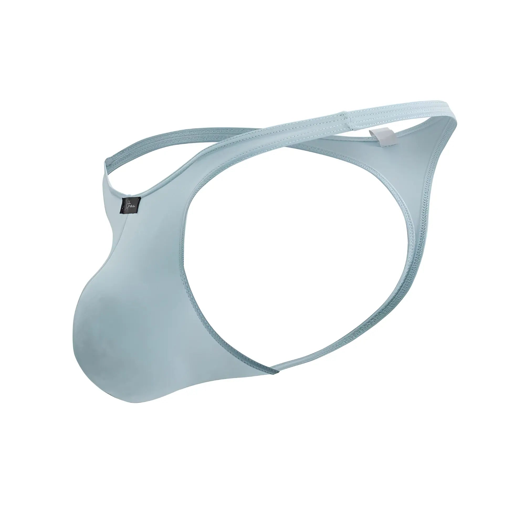 Light blue Xtremen 91217 microfiber thong made of smooth stretch fabric with minimalist design and subtle stitching edges