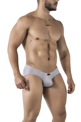 Light gray xtremen 91218 microfiber briefs for men with a form-fitting design and subtle front brand logo
