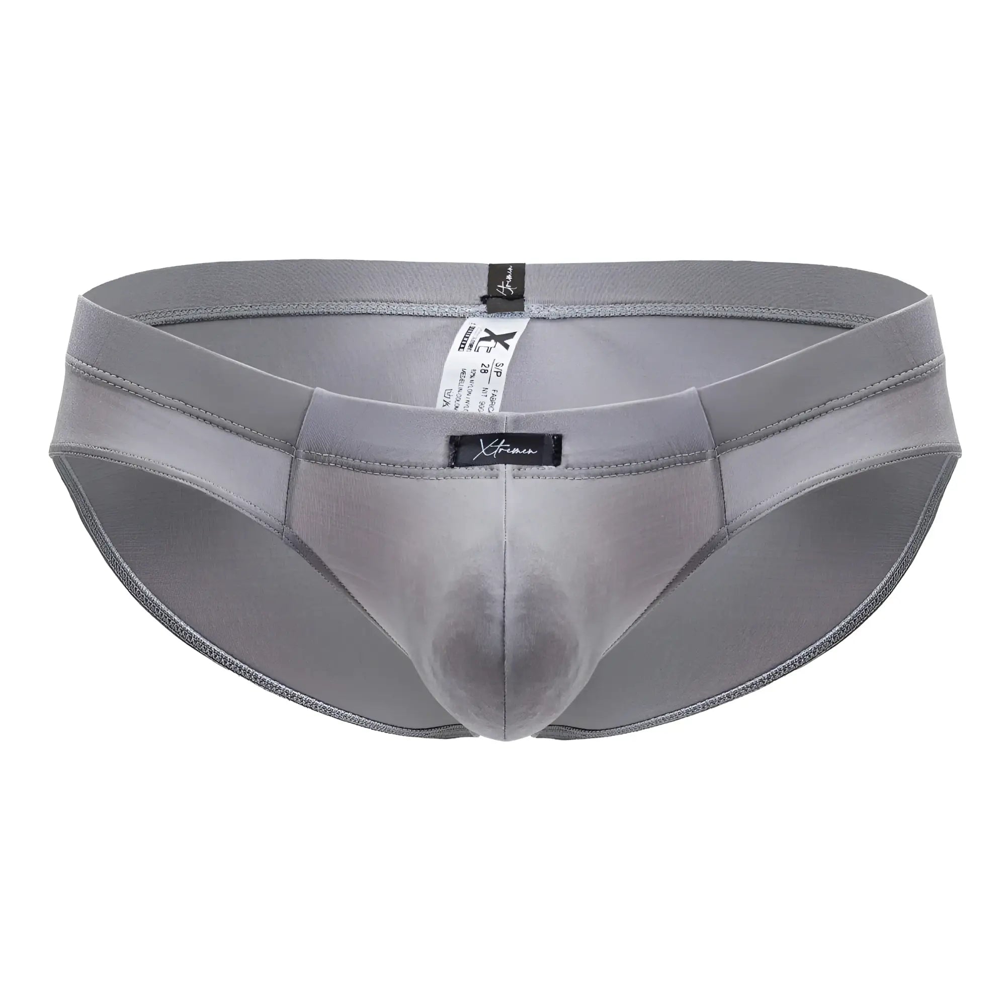 Gray xtremen 91218 microfiber briefs for men with smooth form-fitting design and subtle stitching details
