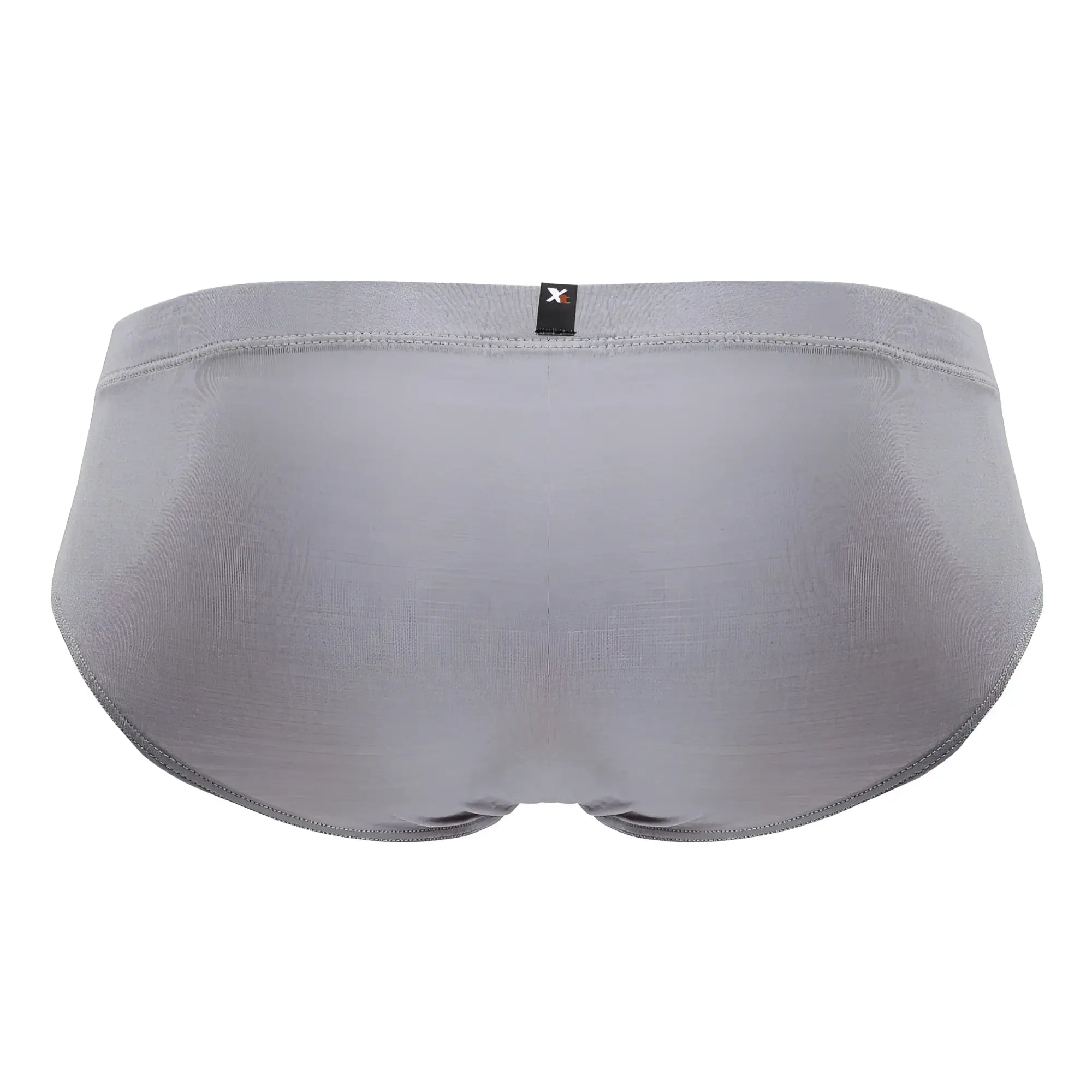 Gray xtremen 91218 microfiber briefs with subtle textured fabric and small black brand tag at waistband