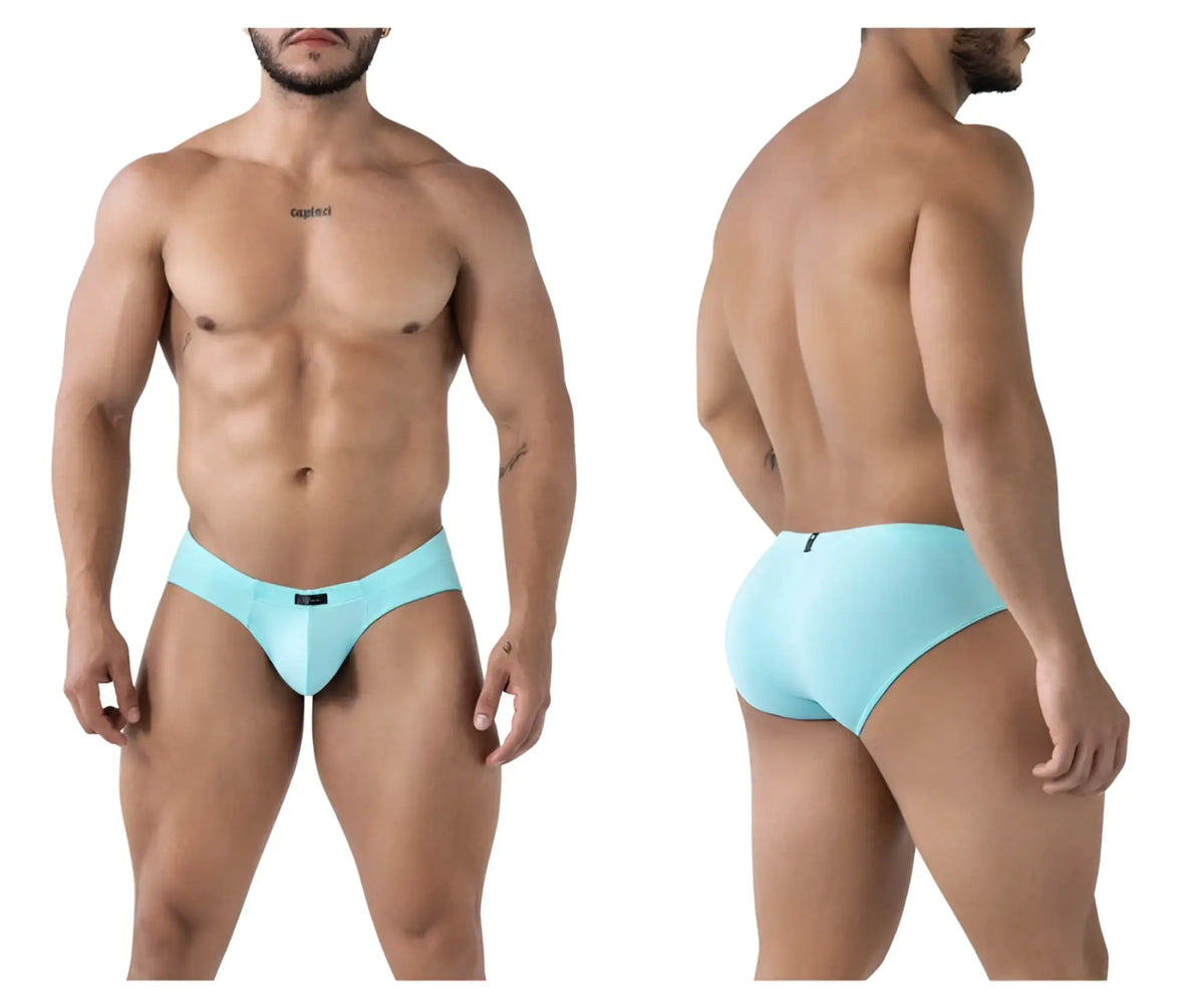 Light blue Xtremen 91218 microfiber briefs with sleek smooth fabric and minimal branding in seawater color