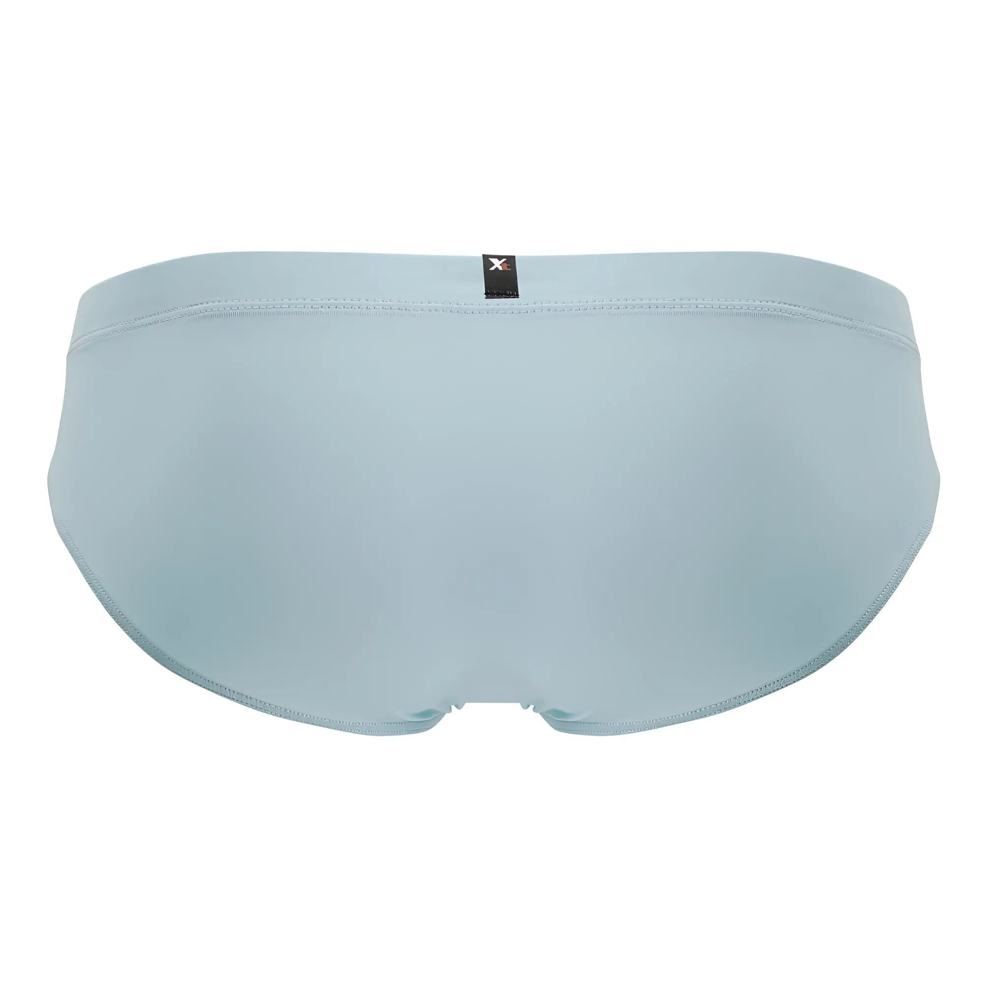 Light blue xtremen 91218 microfiber briefs with subtle textured fabric and black brand tag at waistband in seawater color