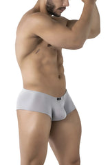 Gray xtremen 91219 microfiber trunks with smooth form-fitting design and black brand tag on waistband