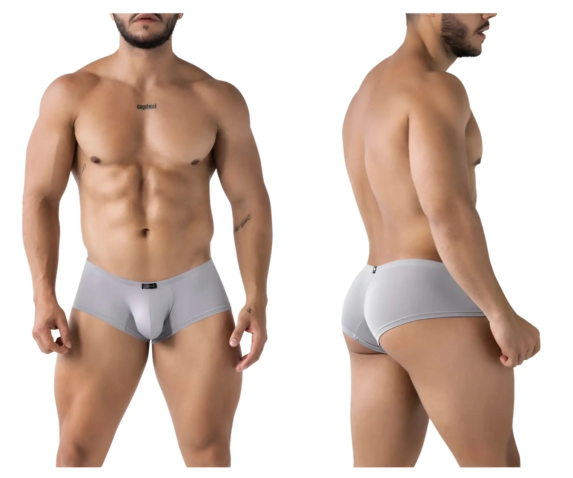 Gray xtremen 91219 microfiber trunks with smooth form fitting design and subtle brand tag at the waistband