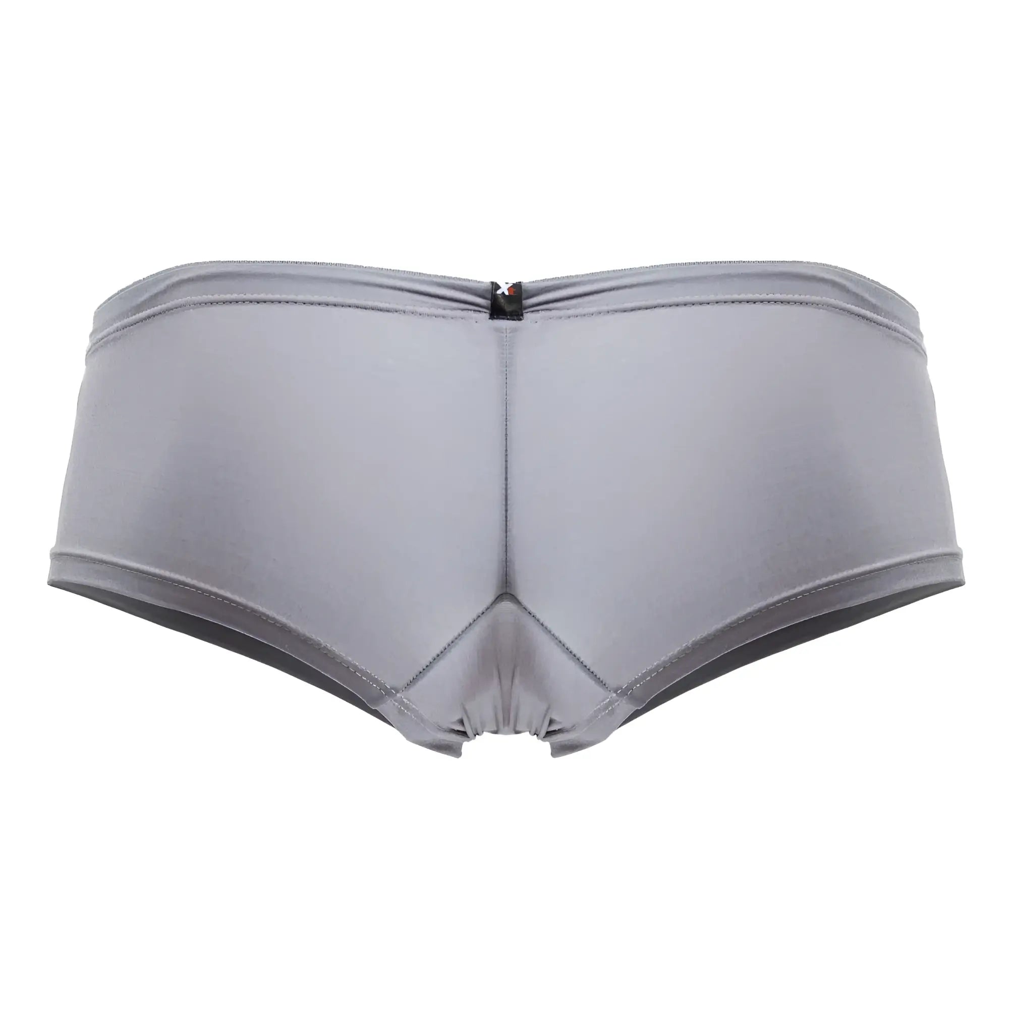 Gray xtremen 91219 microfiber trunks showing back side with smooth stretchy fabric and central zipper closure
