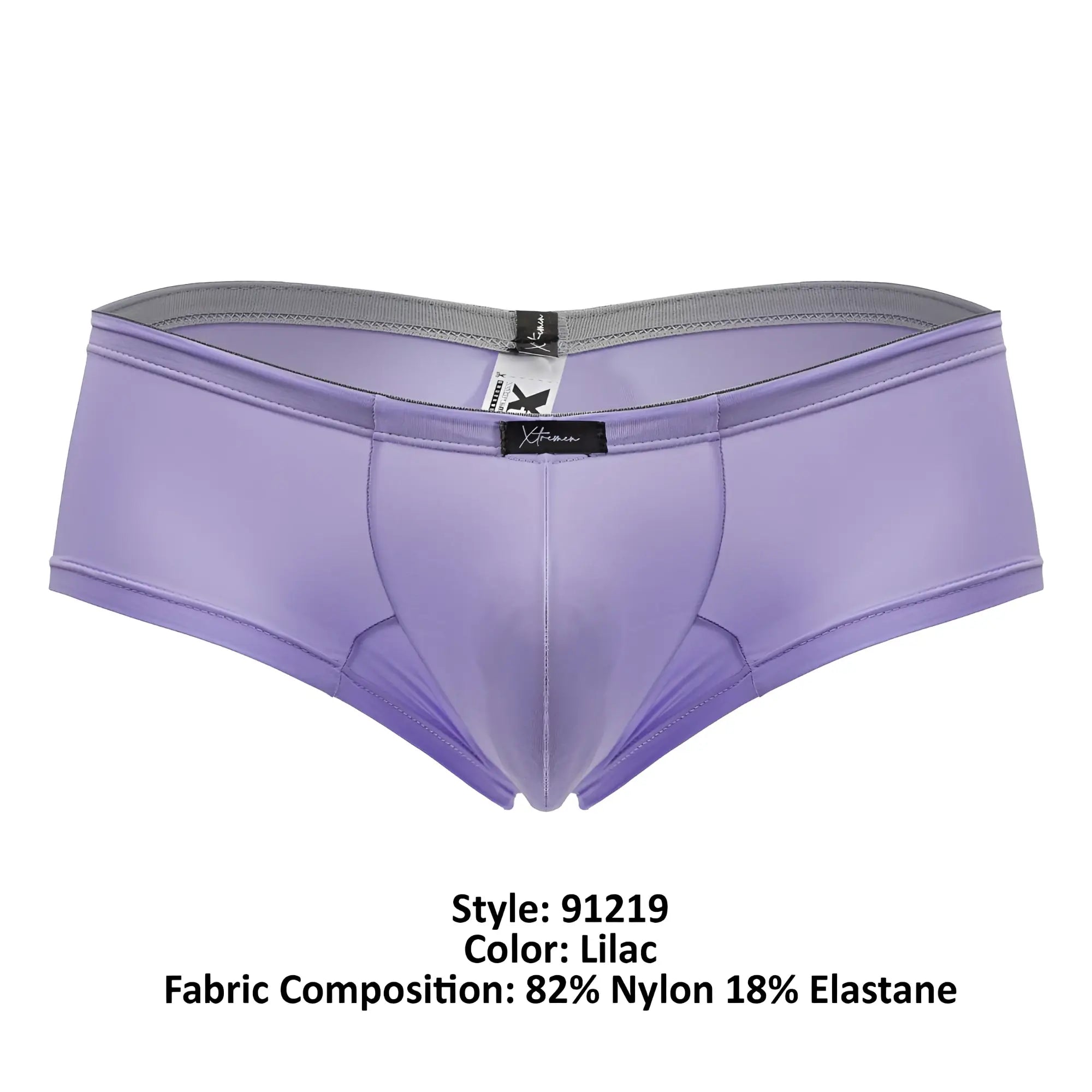 Xtremen 91219 microfiber trunks in lilac are form-fitting men’s underwear made from smooth nylon and elastane blend