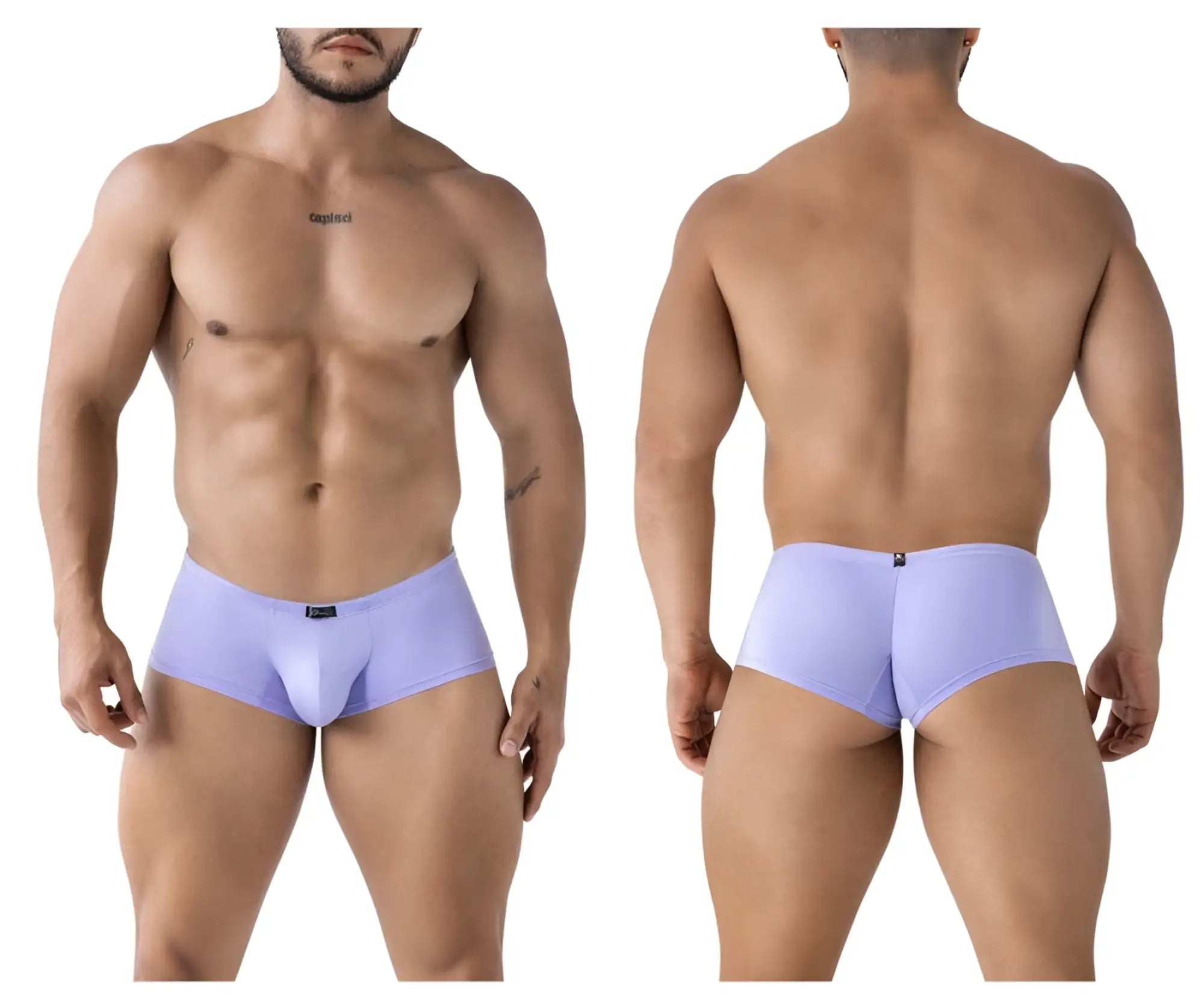 Xtremen 91219 microfiber trunks in lilac are light purple form-fitting men’s briefs with smooth fabric and subtle waistband logo