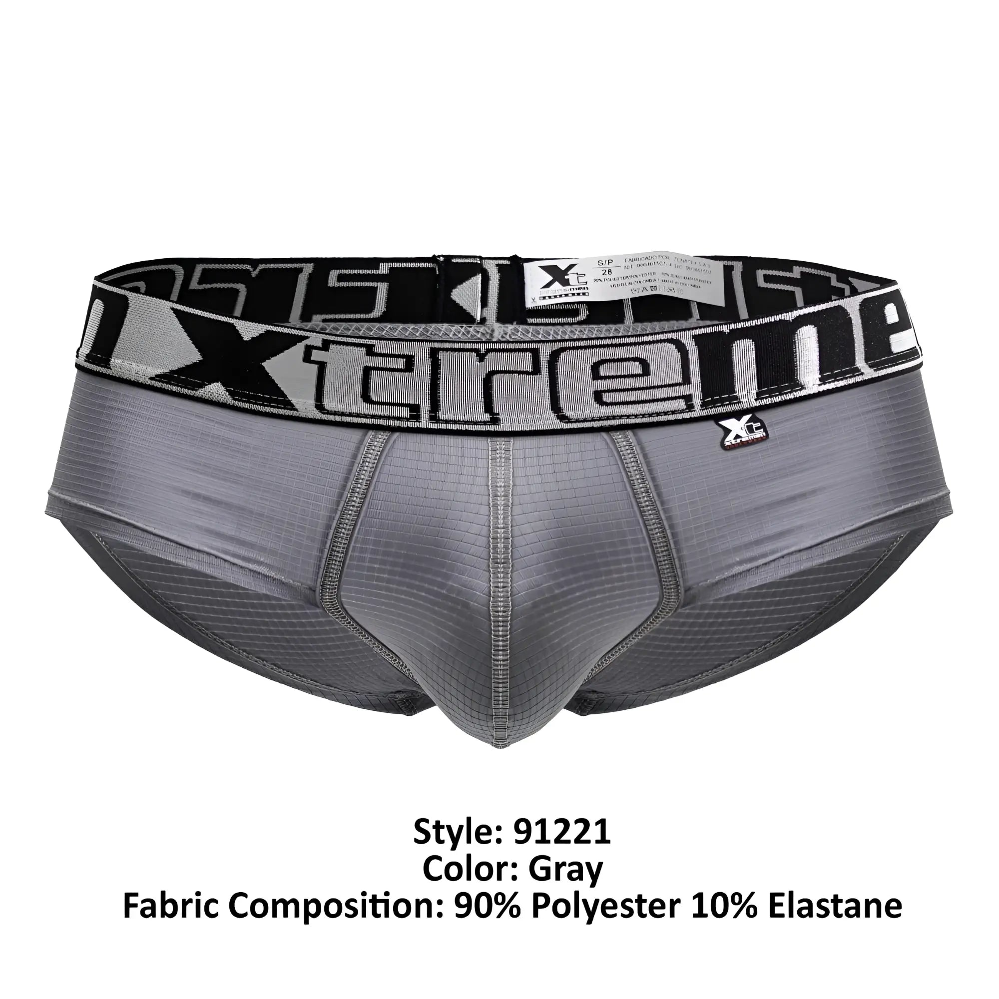 Gray xtreme xtremen 91221 microfiber briefs made of 90% polyester 10% elastane with a textured form-fitting design