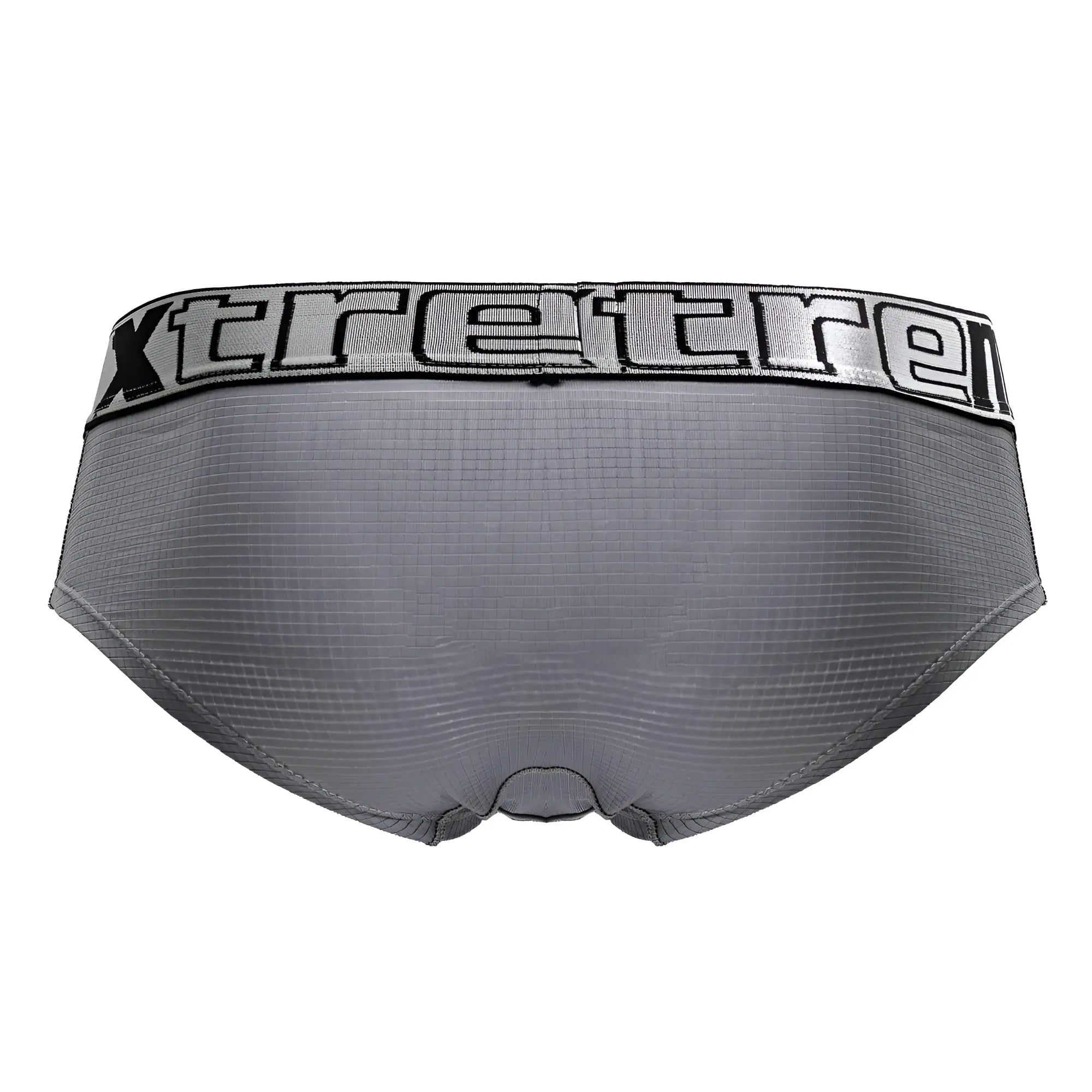 Gray xtreme xtremen 91221 microfiber briefs with textured fabric and black waistband lettering front view