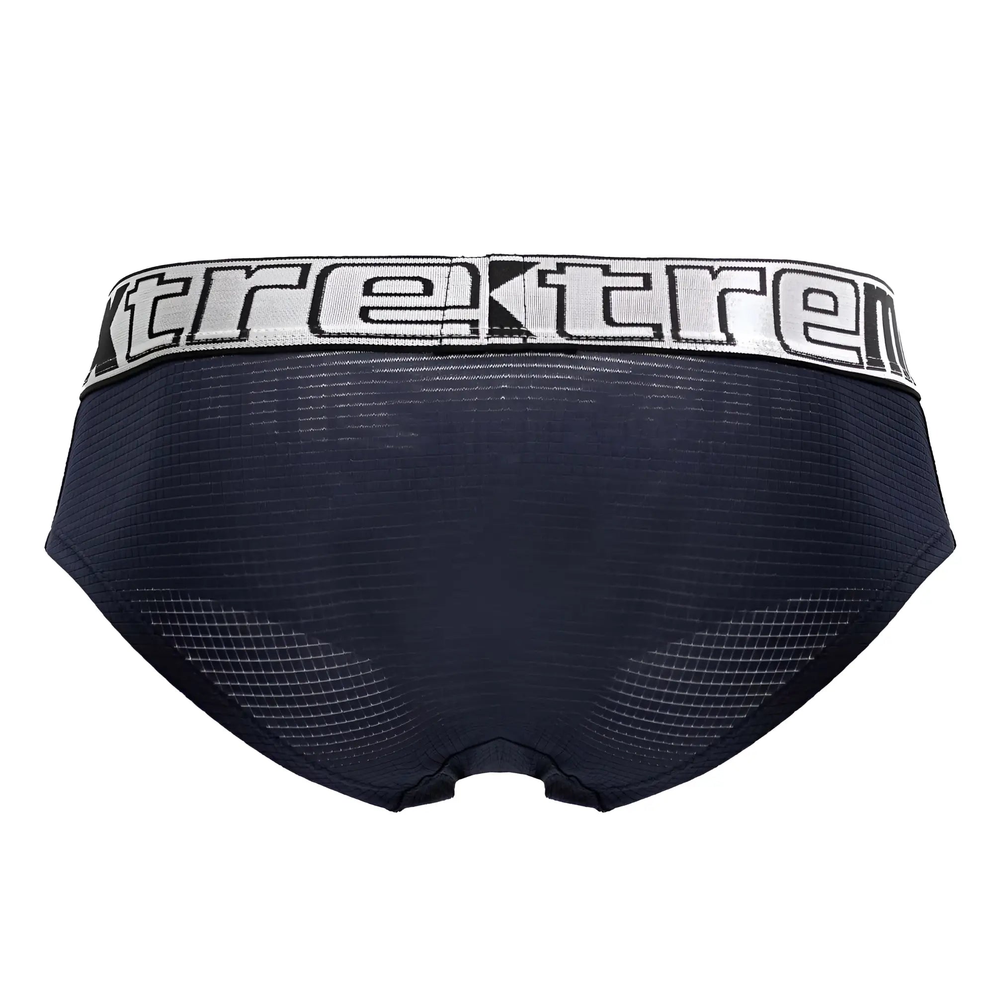 Navy xtremen 91221 microfiber briefs with breathable mesh fabric and white black xtrem waistband visible from back side