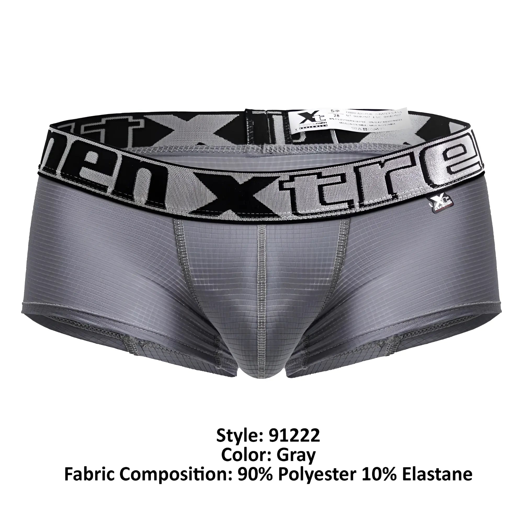 Gray xtremen 91222 microfiber trunks men’s briefs with black gray patterned waistband made of polyester elastane