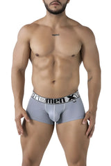 Xtremen 91222 microfiber men’s boxer briefs in gray with textured fabric and black and white branded waistband