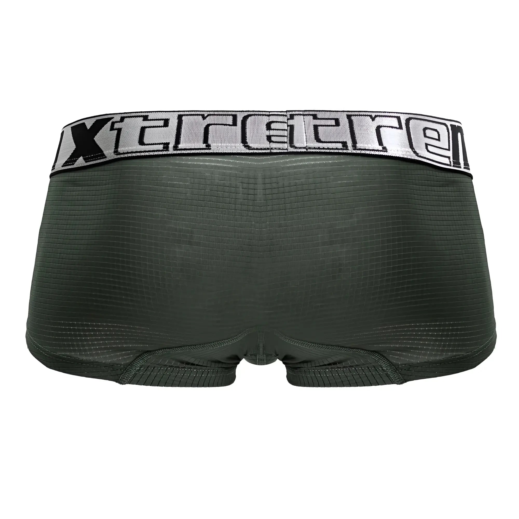 Dark green textured microfiber briefs with silver and black xtreme logo elastic waistband xtremen 91222 trunks