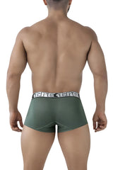 Olive green xtremen 91222 microfiber trunks with textured fabric and white elastic waistband featuring xtrex logo