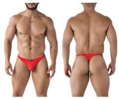 Red xtremen 91223 microfiber thong with mesh fabric and a small black logo on the front
