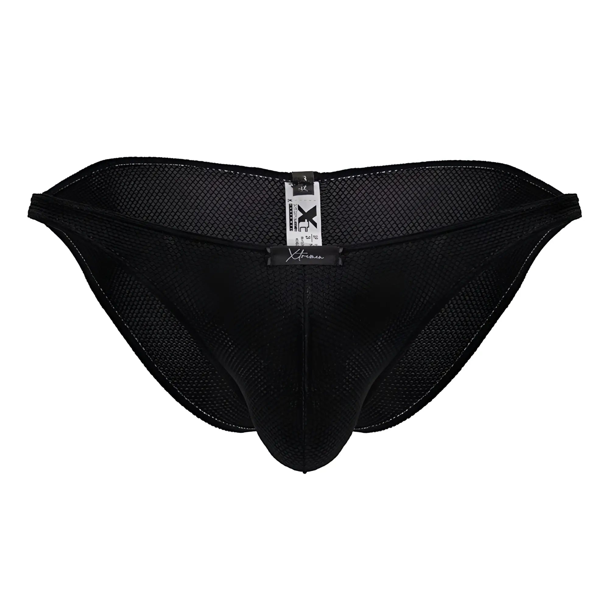 Black xtremen 91224 microfiber bikini briefs with sleek mesh design and branded waistband tag