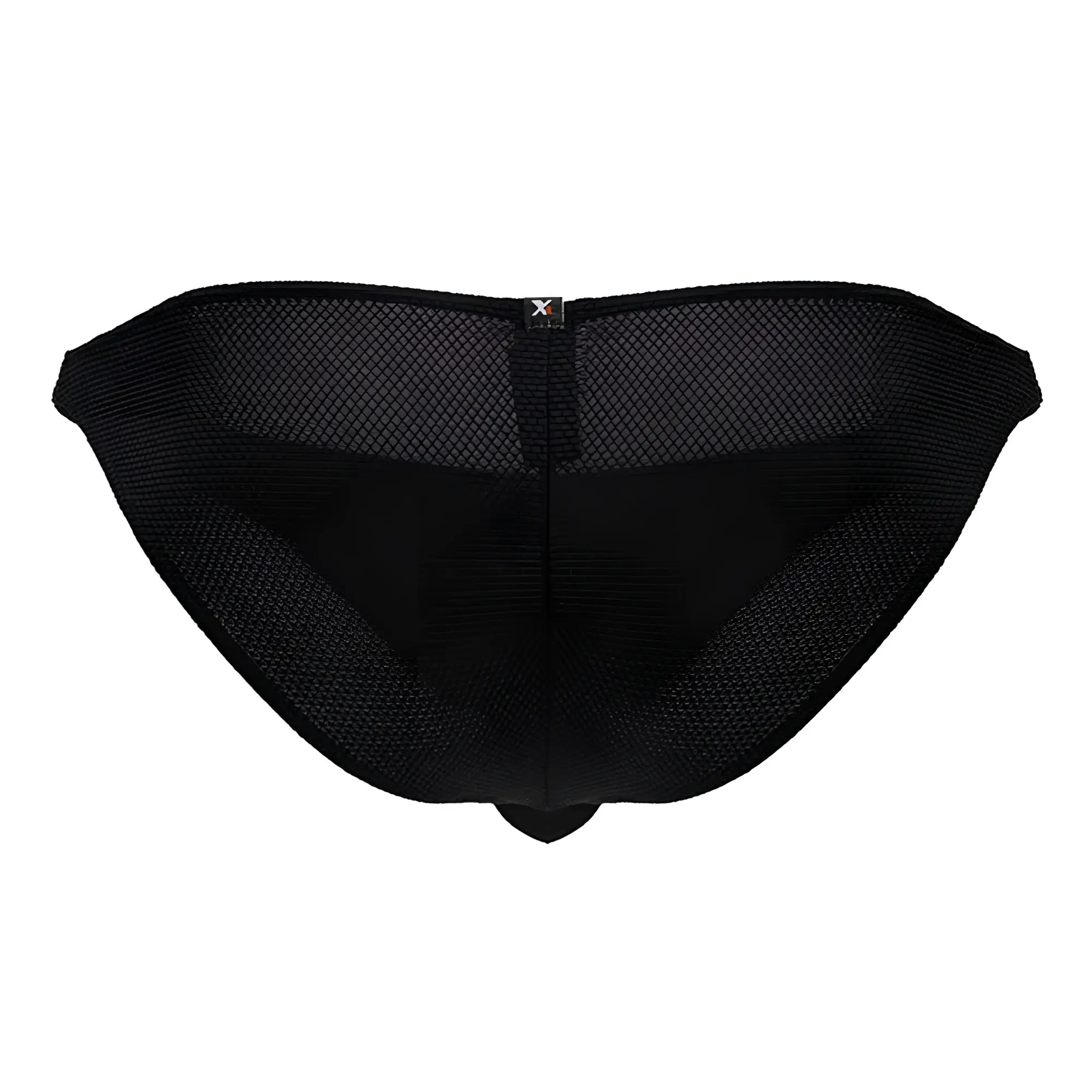 Black xtremen 91224 microfiber bikini briefs with diamond mesh texture and small branded tag on the back side