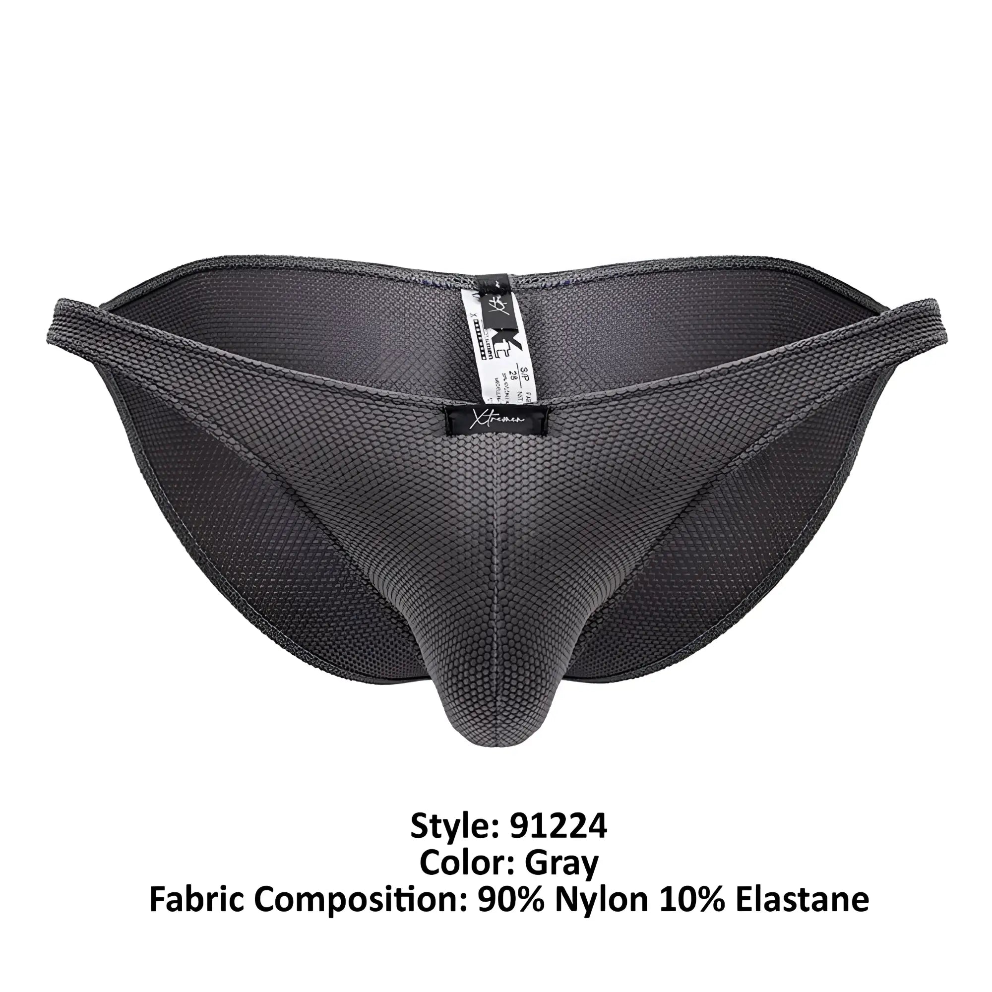 Gray xtremen 91224 microfiber bikini briefs made of 90 nylon 10 elastane with supportive mesh and reinforced seams