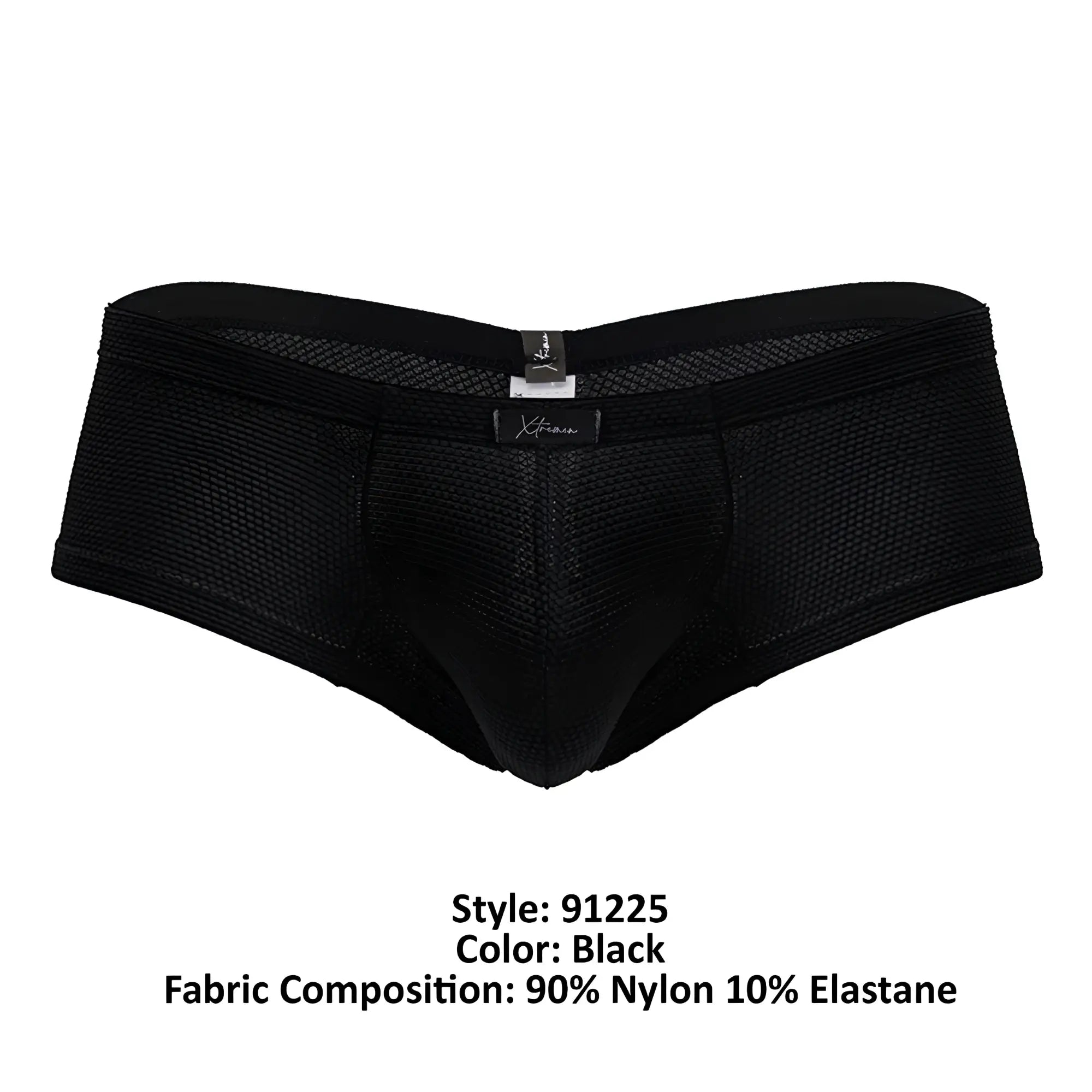 Black xtremen 91225 microfiber trunks made of 90 nylon 10 elastane with mesh fabric and branded waistband tag