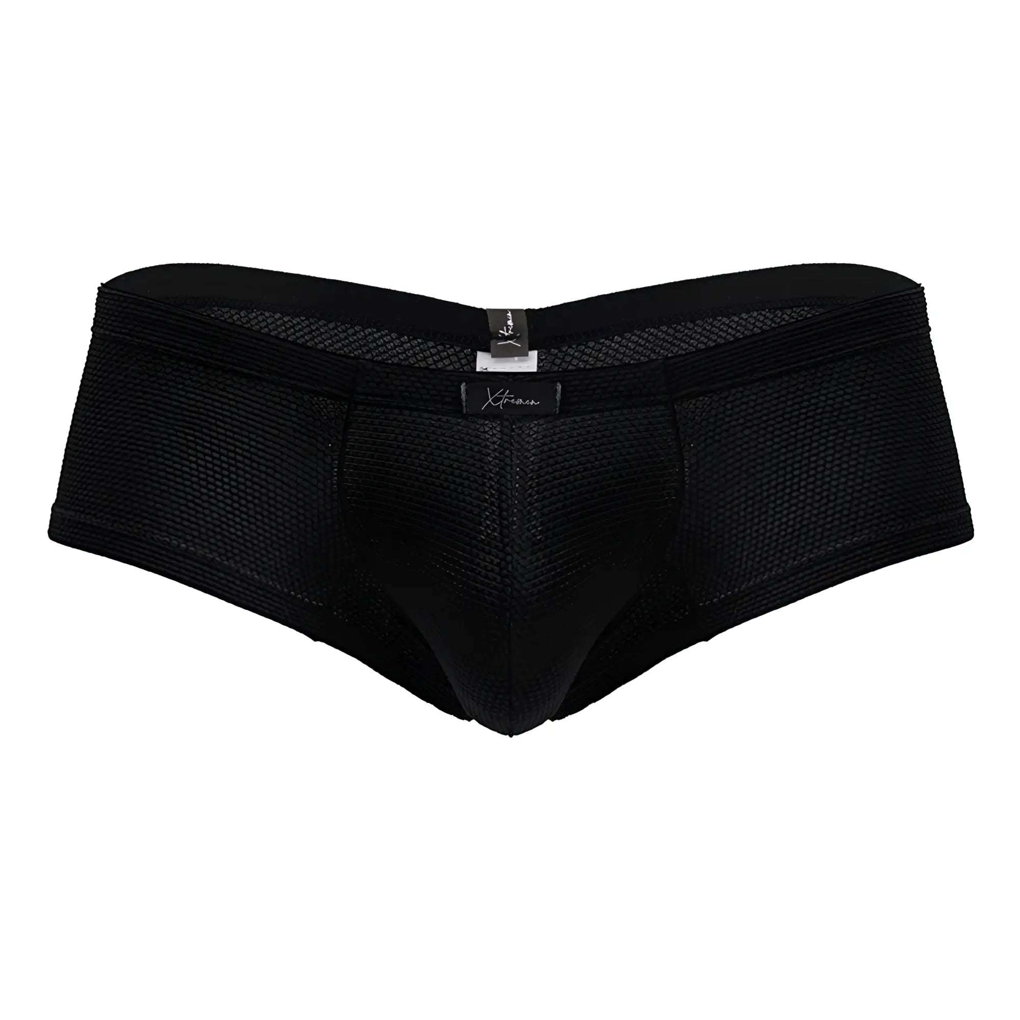 Xtremen 91225 microfiber trunks in black black mesh briefs with sleek form-fitting design and subtle waistband branding