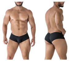 Black xtremen 91225 microfiber trunks with subtle pattern and small brand logo on waistband in textured briefs design