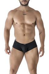Xtremen 91225 microfiber trunks in black featuring textured briefs with a subtle pattern and small waistband logo