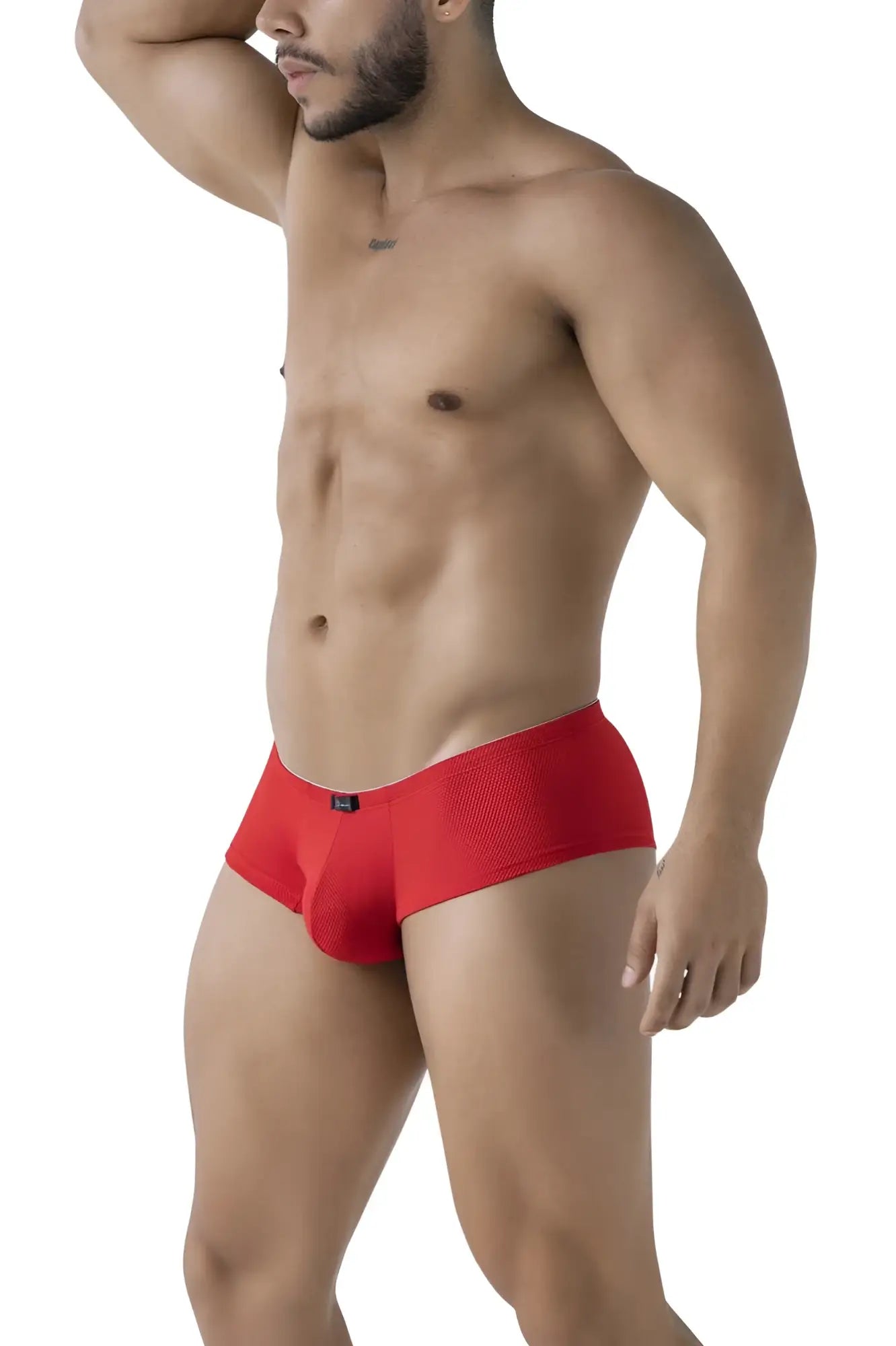 Red xtremen 91225 microfiber trunks with textured snug fit and small black brand tag at the waistband