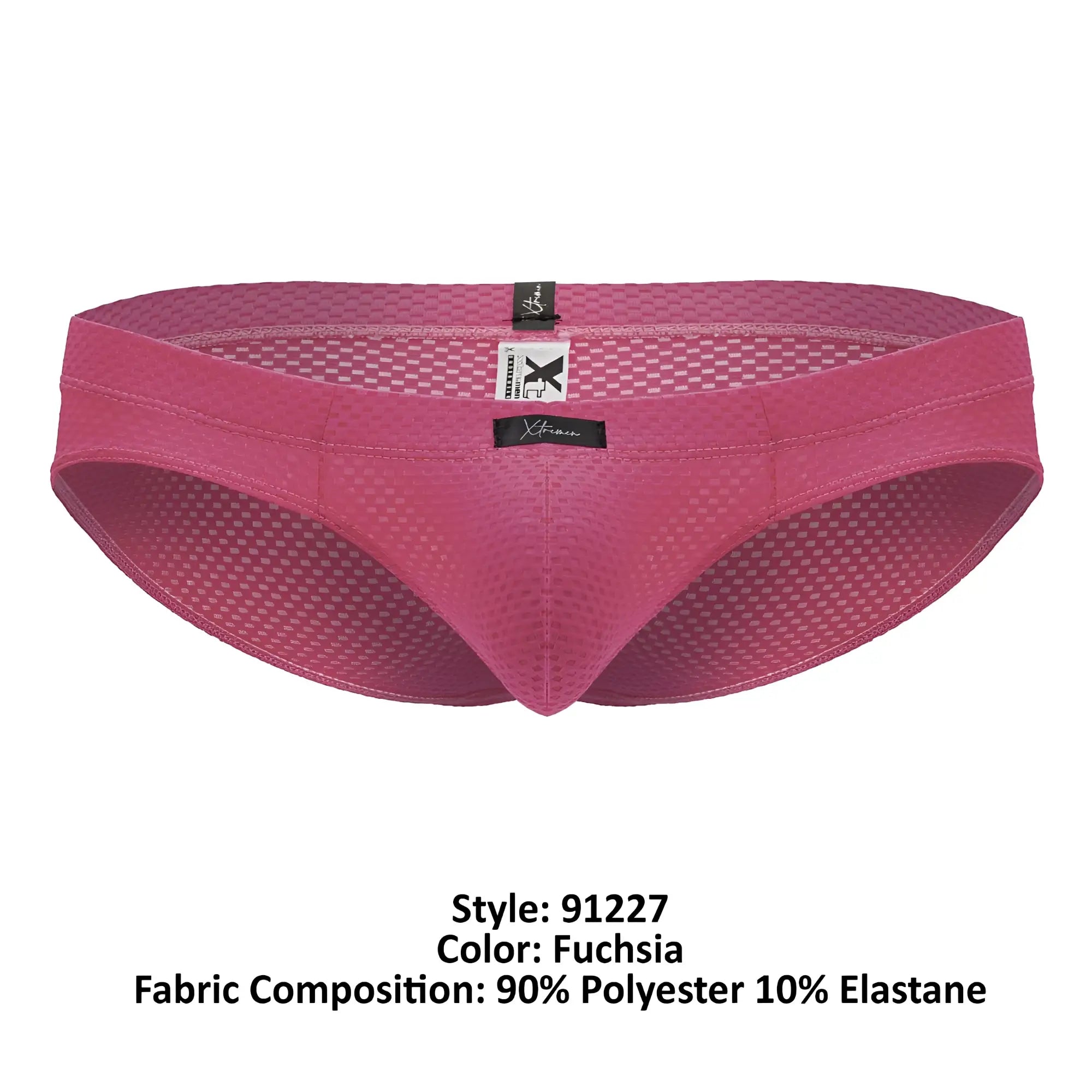 Xtremen 91227 microfiber briefs in fuchsia with breathable mesh texture and elastic waistband for men