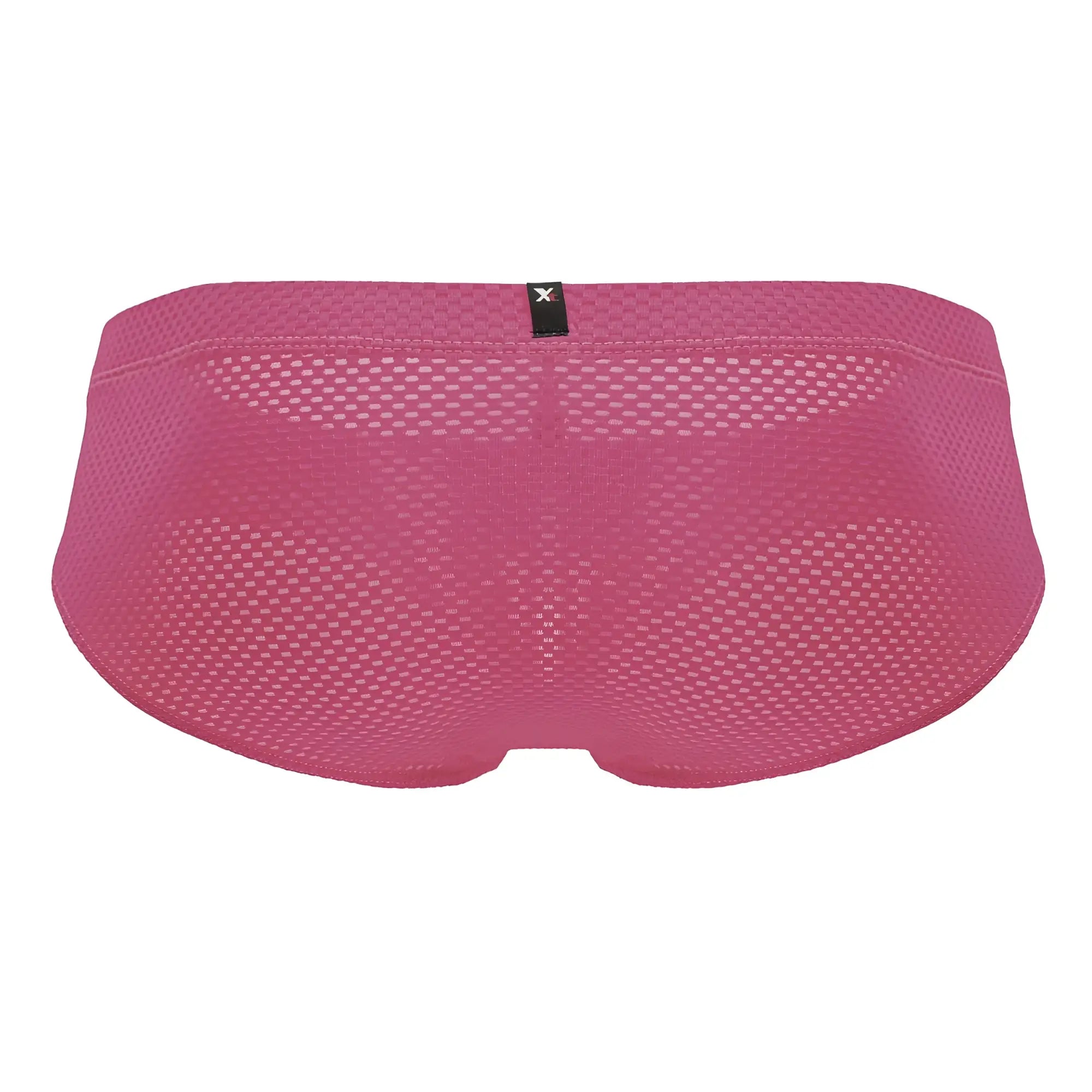 Pink xtremen 91227 microfiber briefs in fuchsia with mesh fabric and black brand tag on the waistband