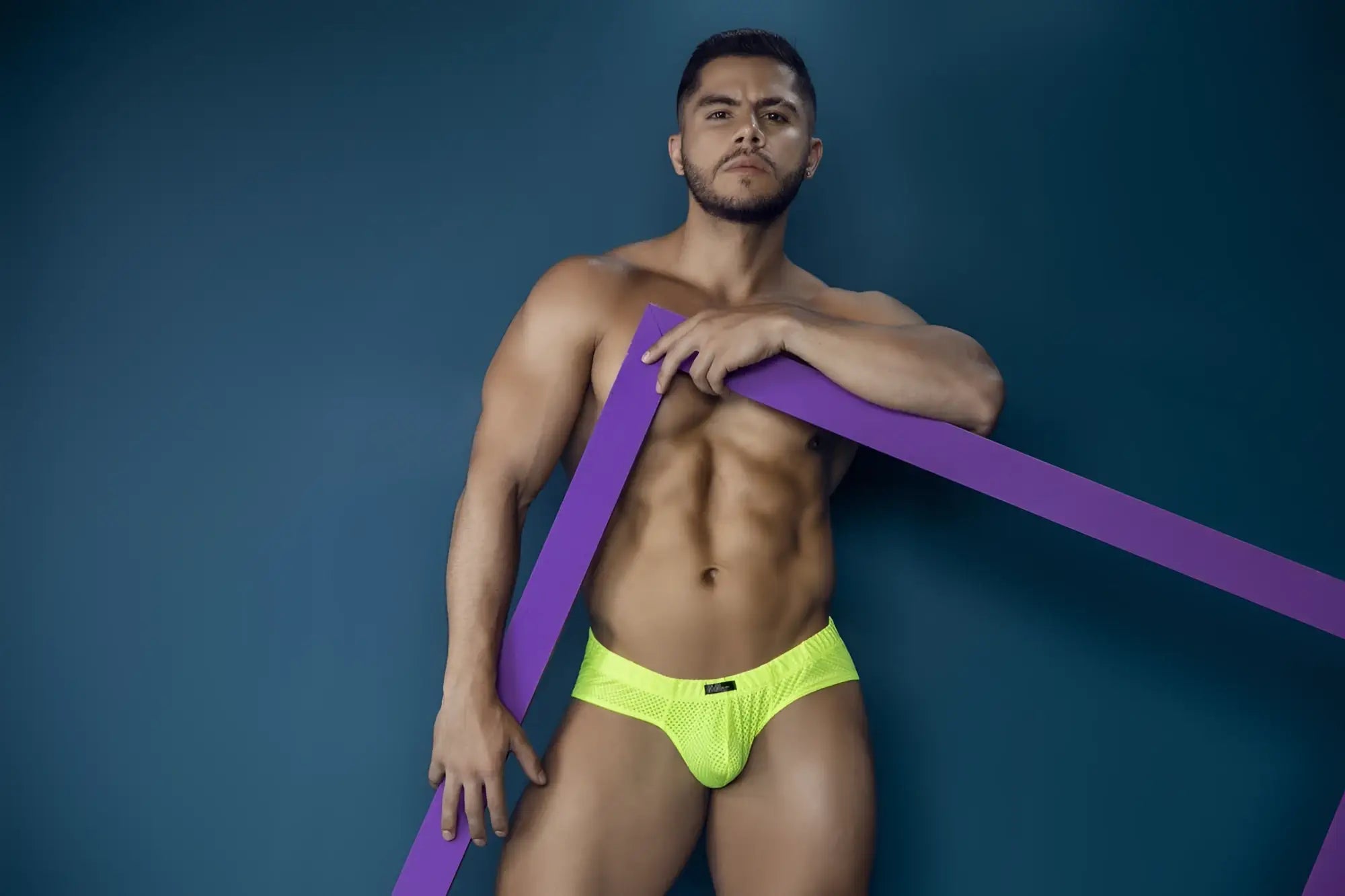 Xtremen 91227 microfiber briefs neon green bright neon yellow mesh briefs with subtle black logo on front