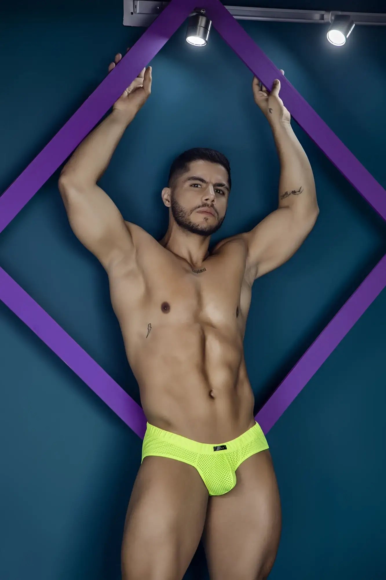 Neon green xtremen 91227 microfiber briefs featuring breathable mesh fabric for comfortable fit and style