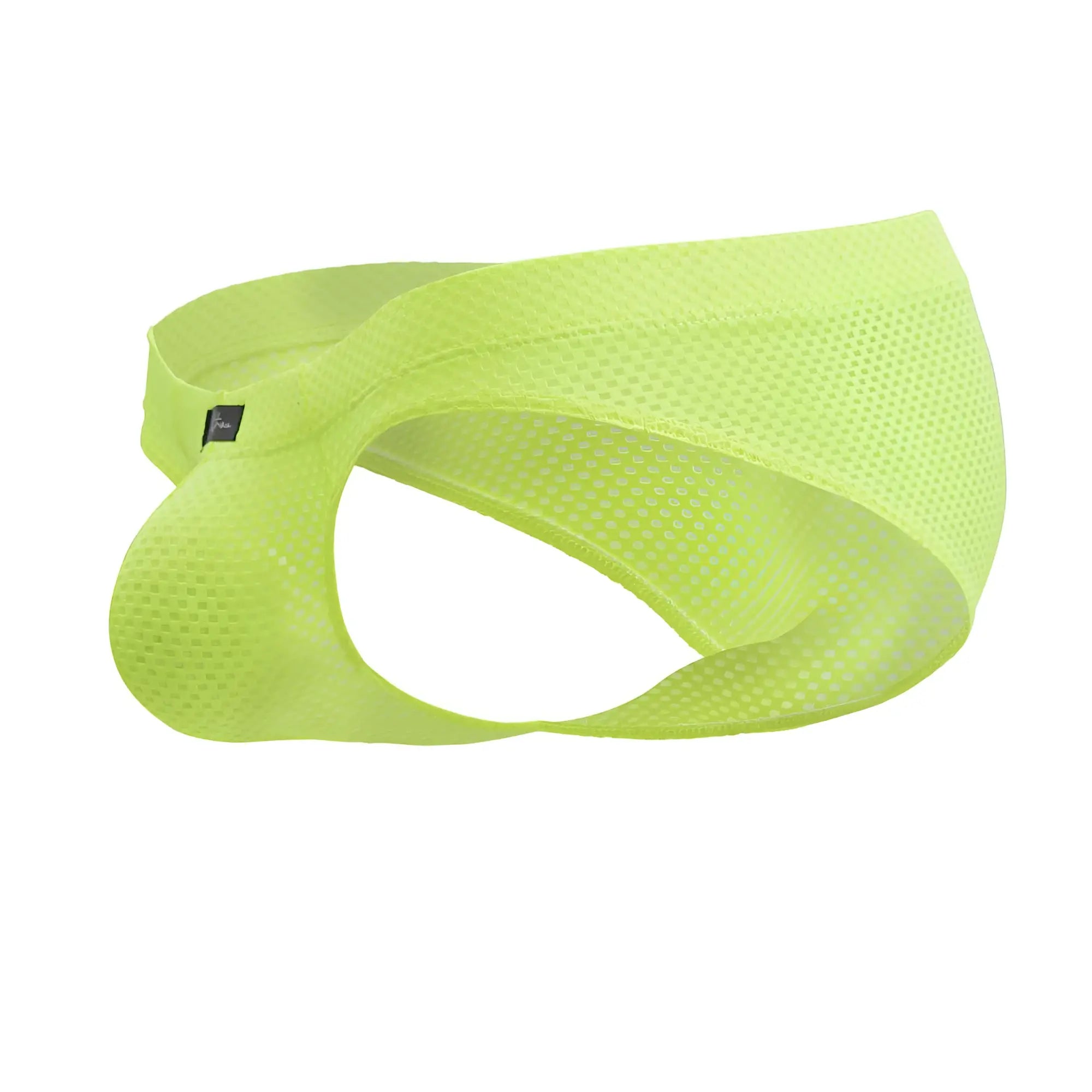 Neon green xtremen 91227 microfiber briefs with mesh contoured design and elastic waistband for athletic use