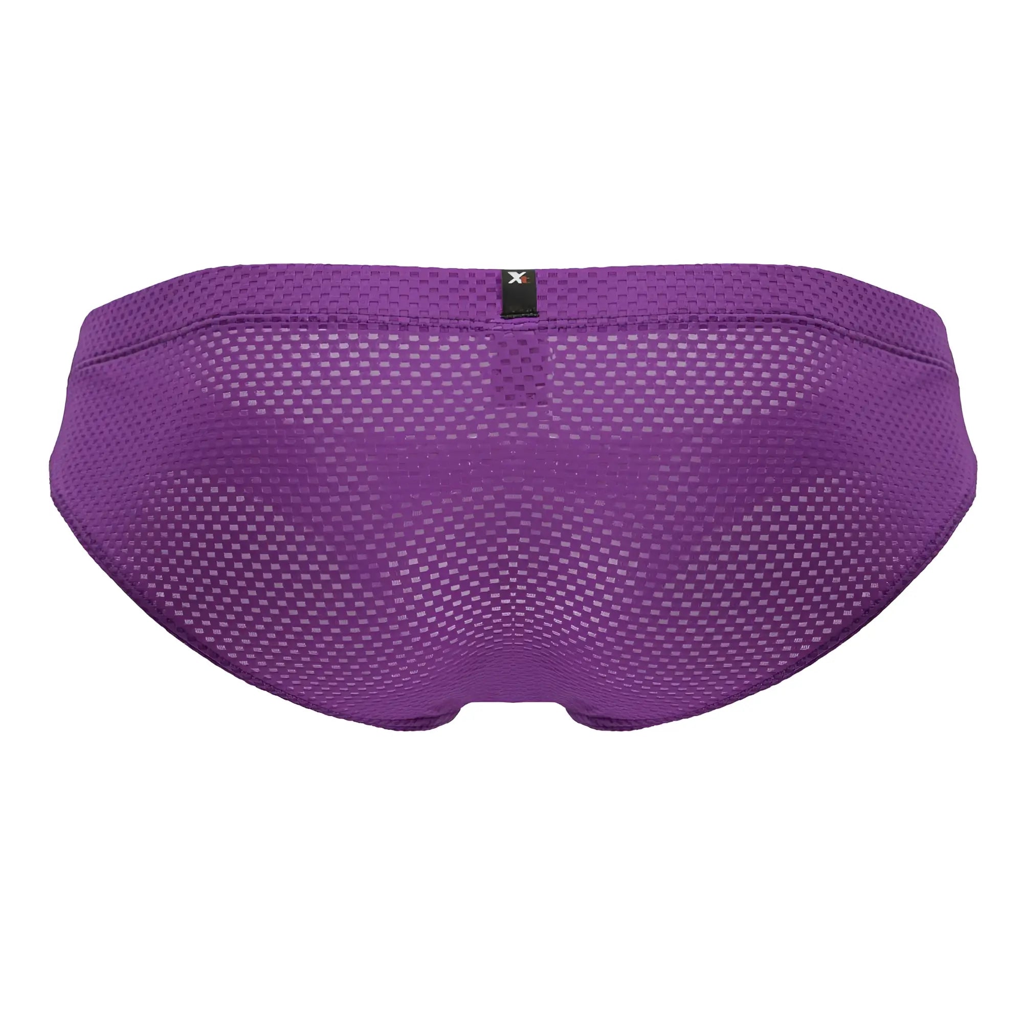Purple Xtremen 91227 microfiber briefs with subtle textured mesh and small black brand tag at the waistband