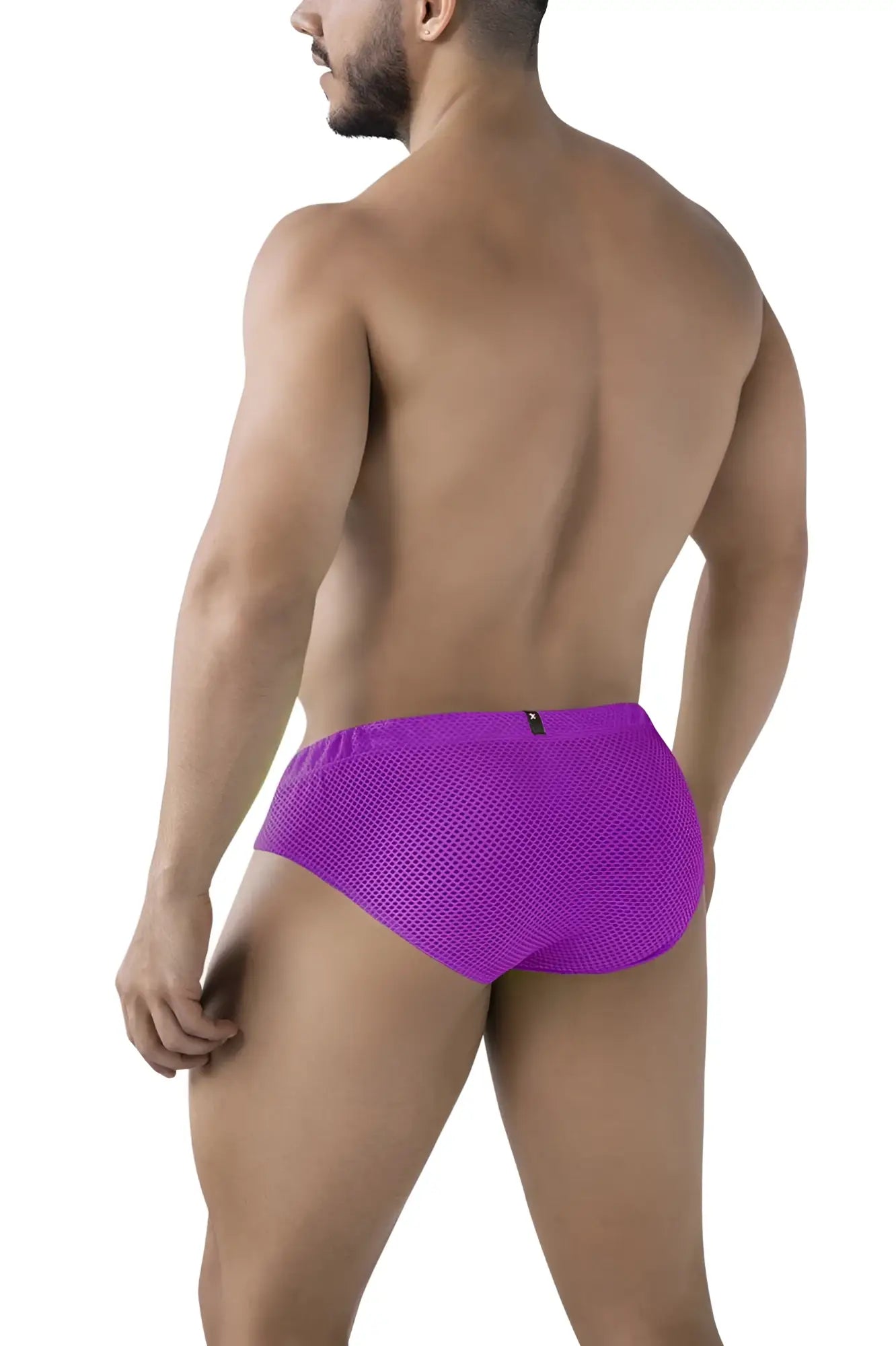 Xtremen 91227 microfiber briefs in vibrant purple with snug fit elastic waistband and breathable mesh fabric