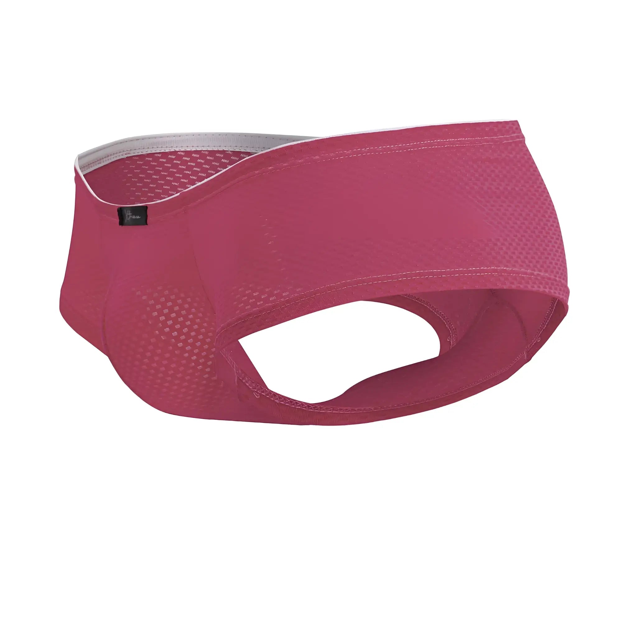 Xtremen 91228 microfiber fuchsia cycling brief with magenta mesh fabric and white elastic waistband with stitching details