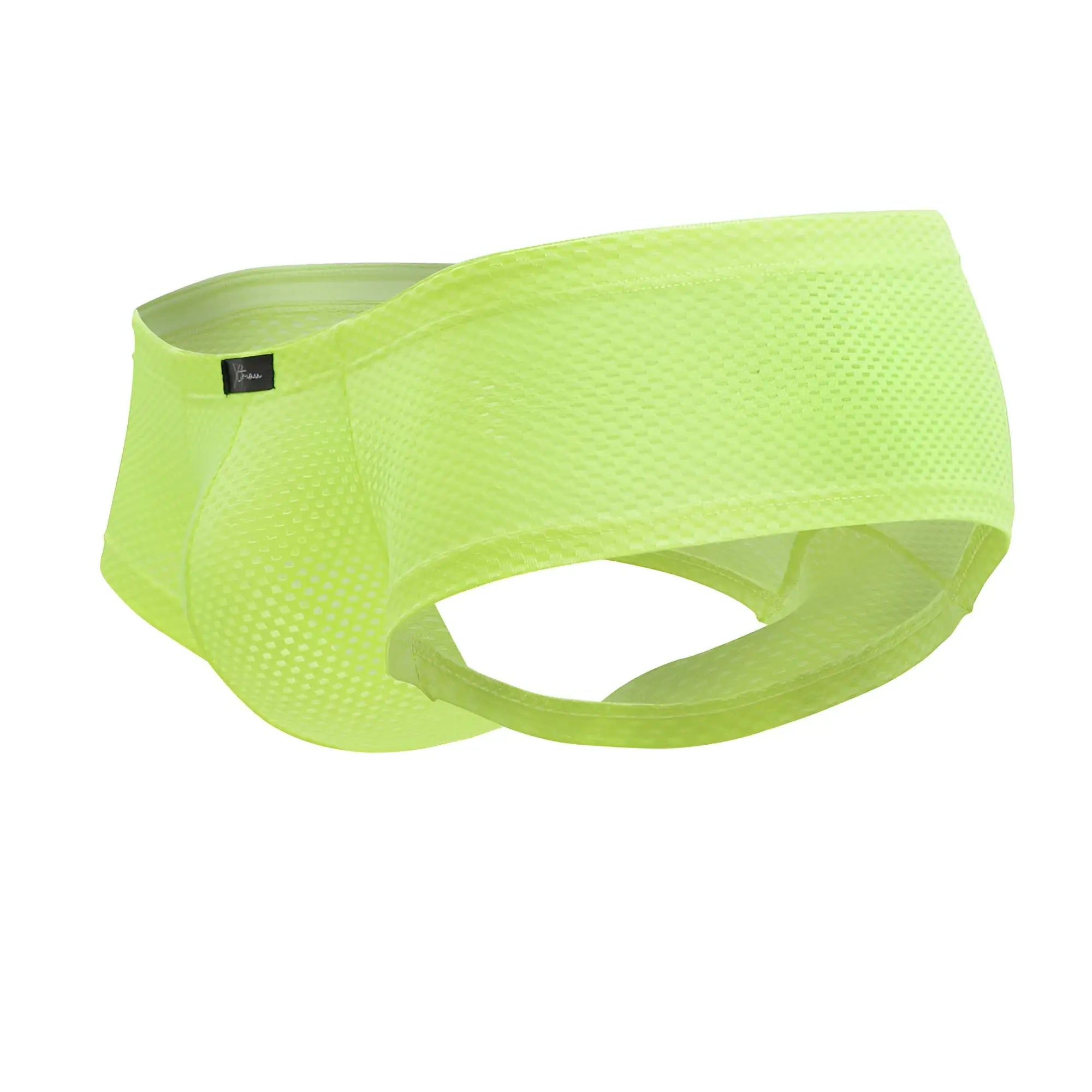 Xtremen 91228 microfiber trunks in bright neon green featuring a sleek, form-fitting mesh brief design