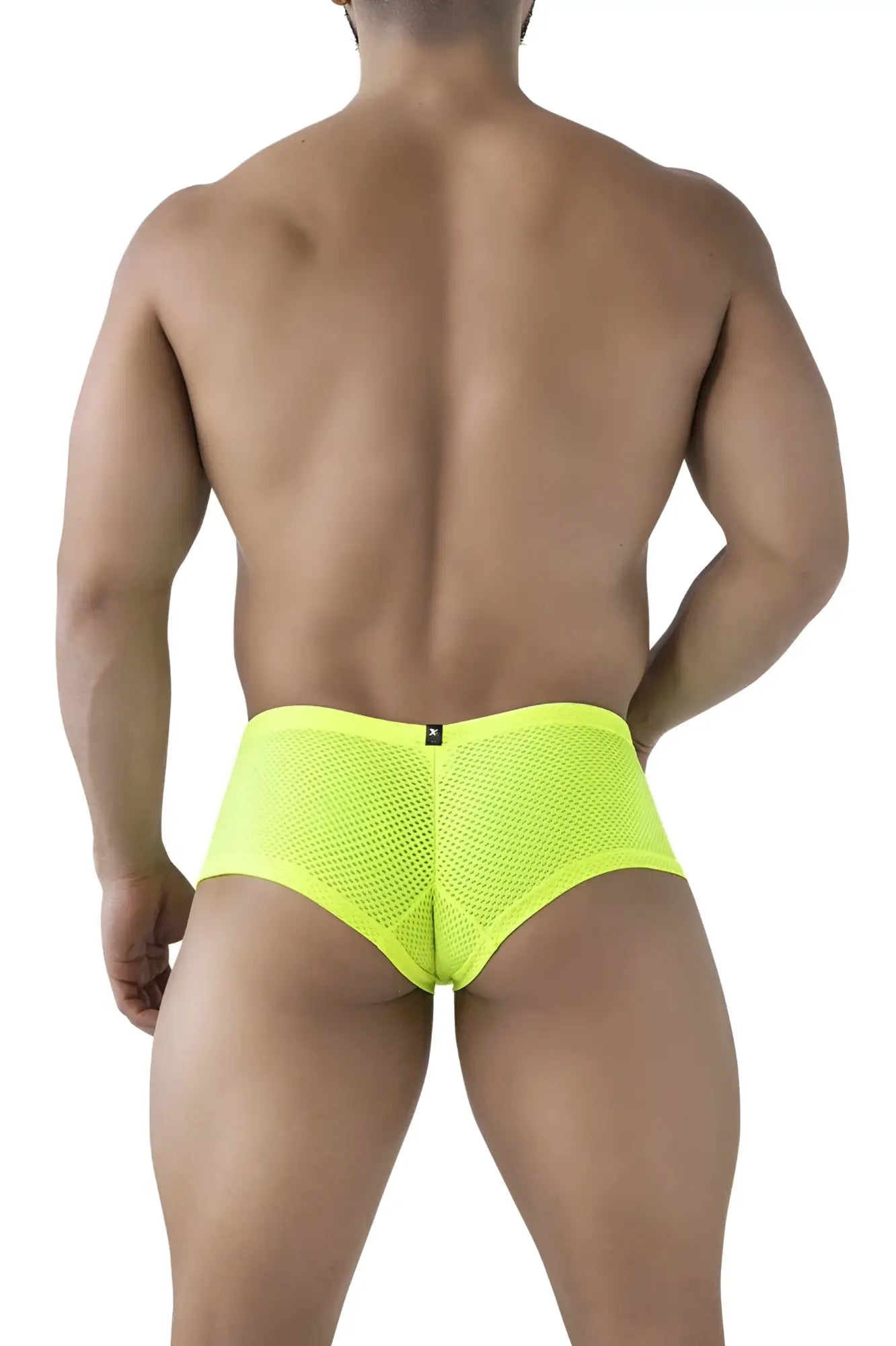Bright neon yellow mesh briefs xtremen 91228 microfiber trunks in neon green showcasing breathable fabric design